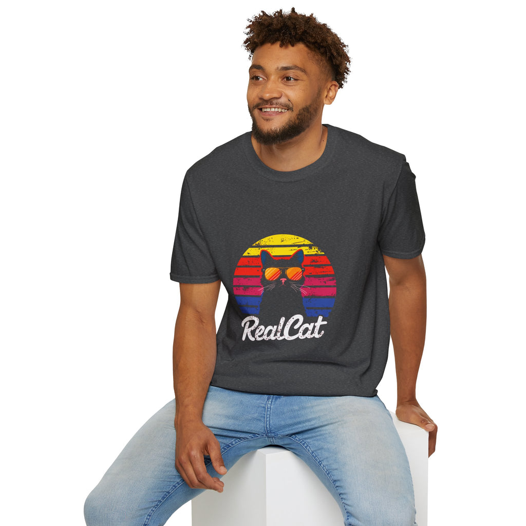 RealCat Retro Cat T-Shirt — Cool Cat Sunglasses Vintage Sunset Tee