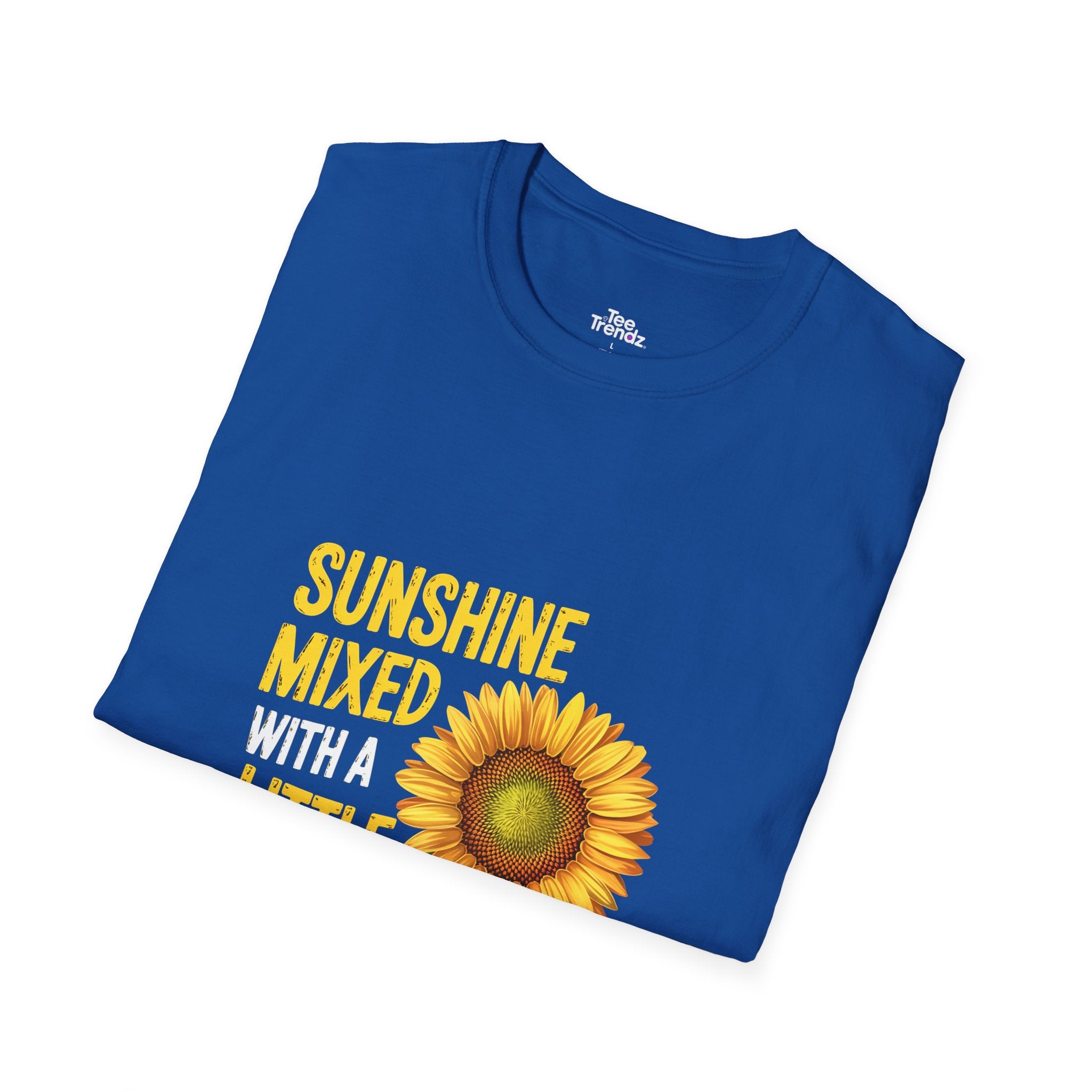 Sunshine Mixed With A Little Hurricane T-Shirt – Sunflower Graphic Tee for Bold, Fun-Loving Women