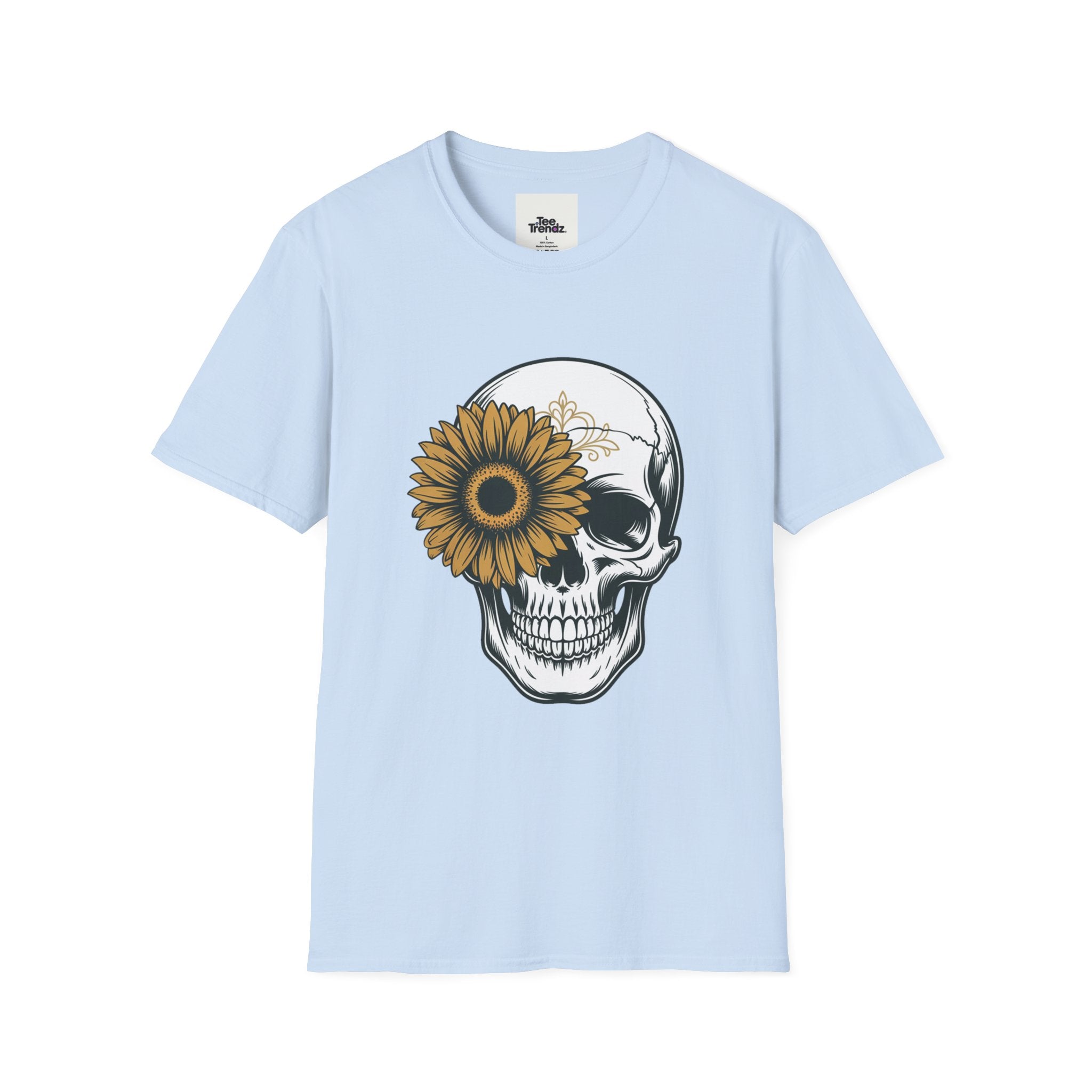 Skull with Sunflower Graphic T-Shirt