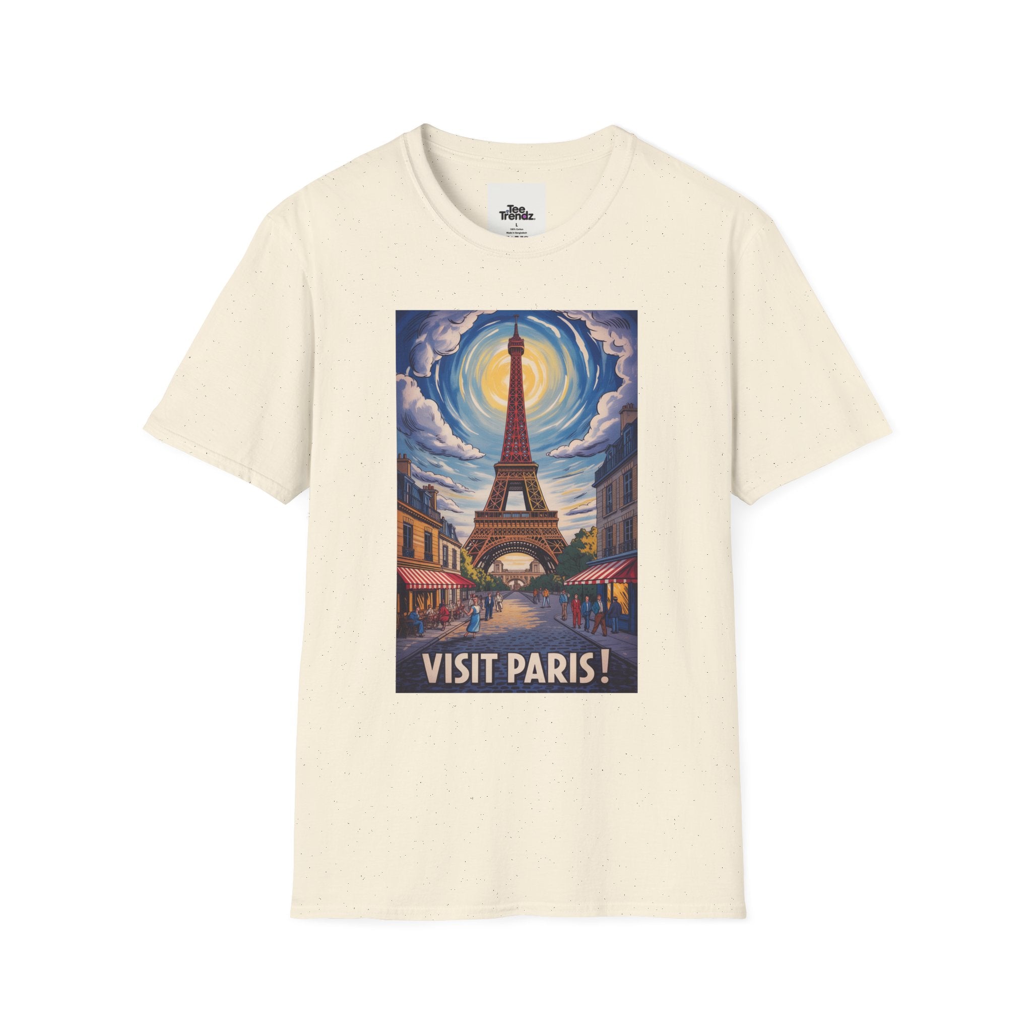 Visit Paris T-Shirt - Vintage Eiffel Tower Travel Poster Tee