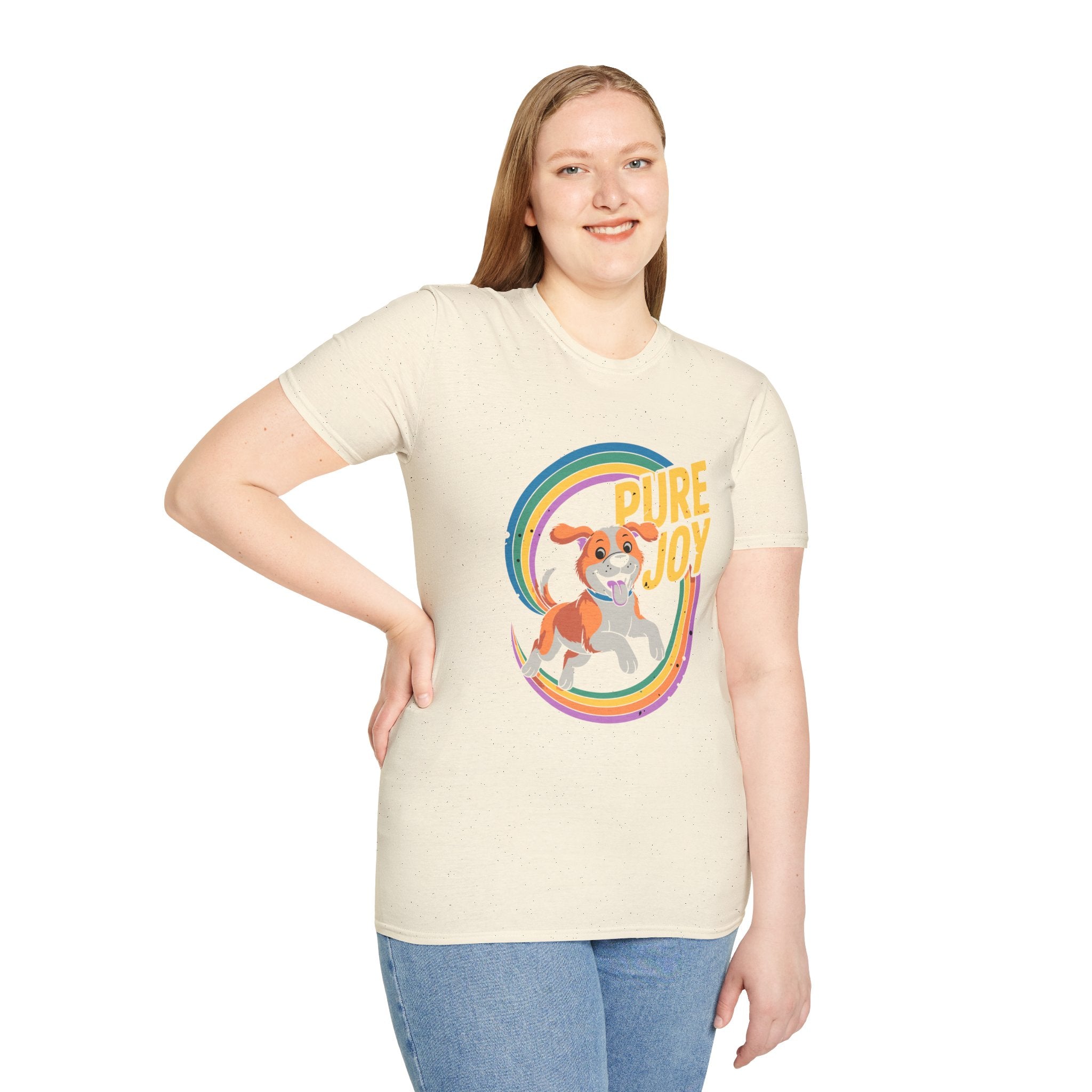 Pure Joy Dog T-Shirt – Playful Beagle Graphic Tee with Rainbow