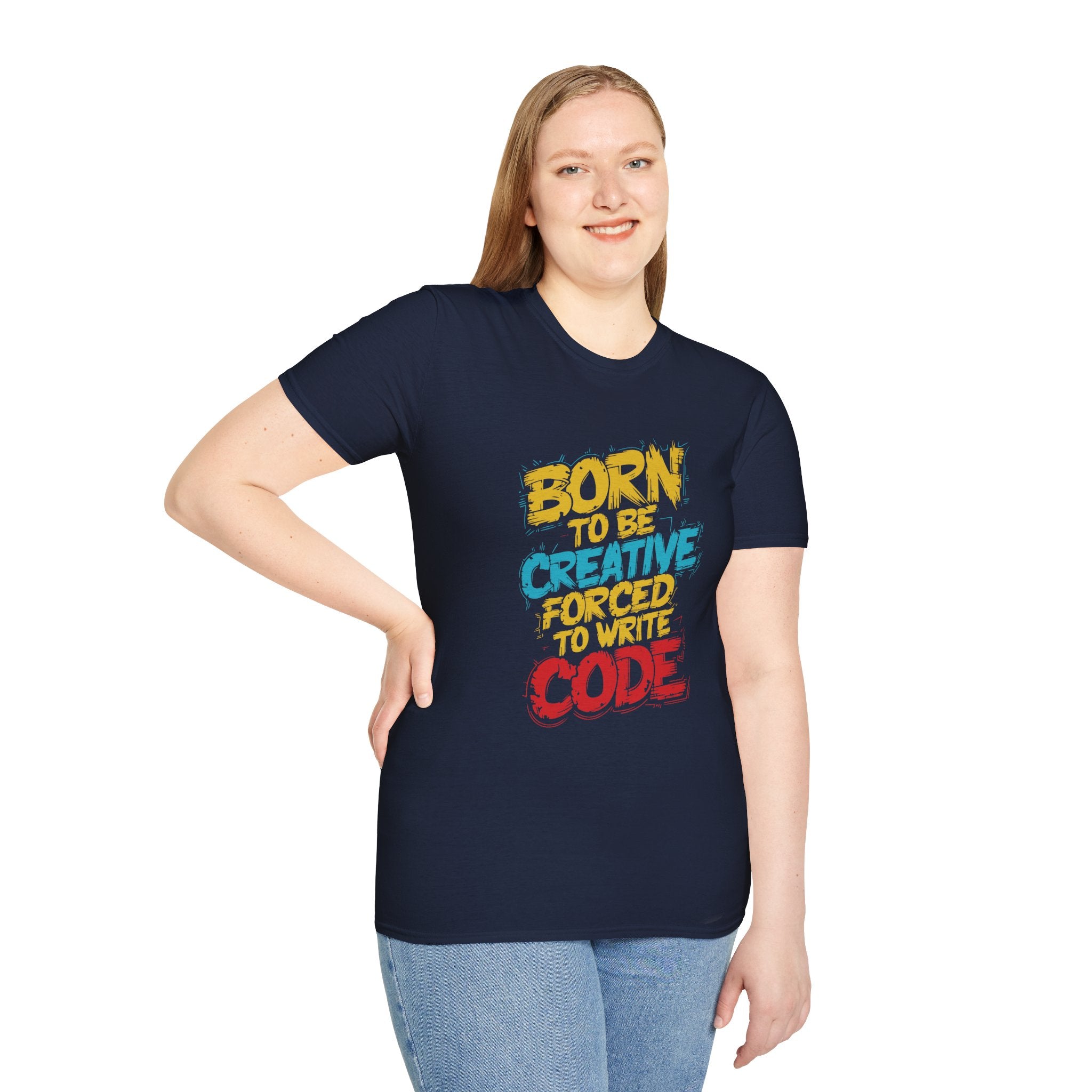 T-Shirt — "Born to Be Creative, Forced to Write Code" Developer Tee