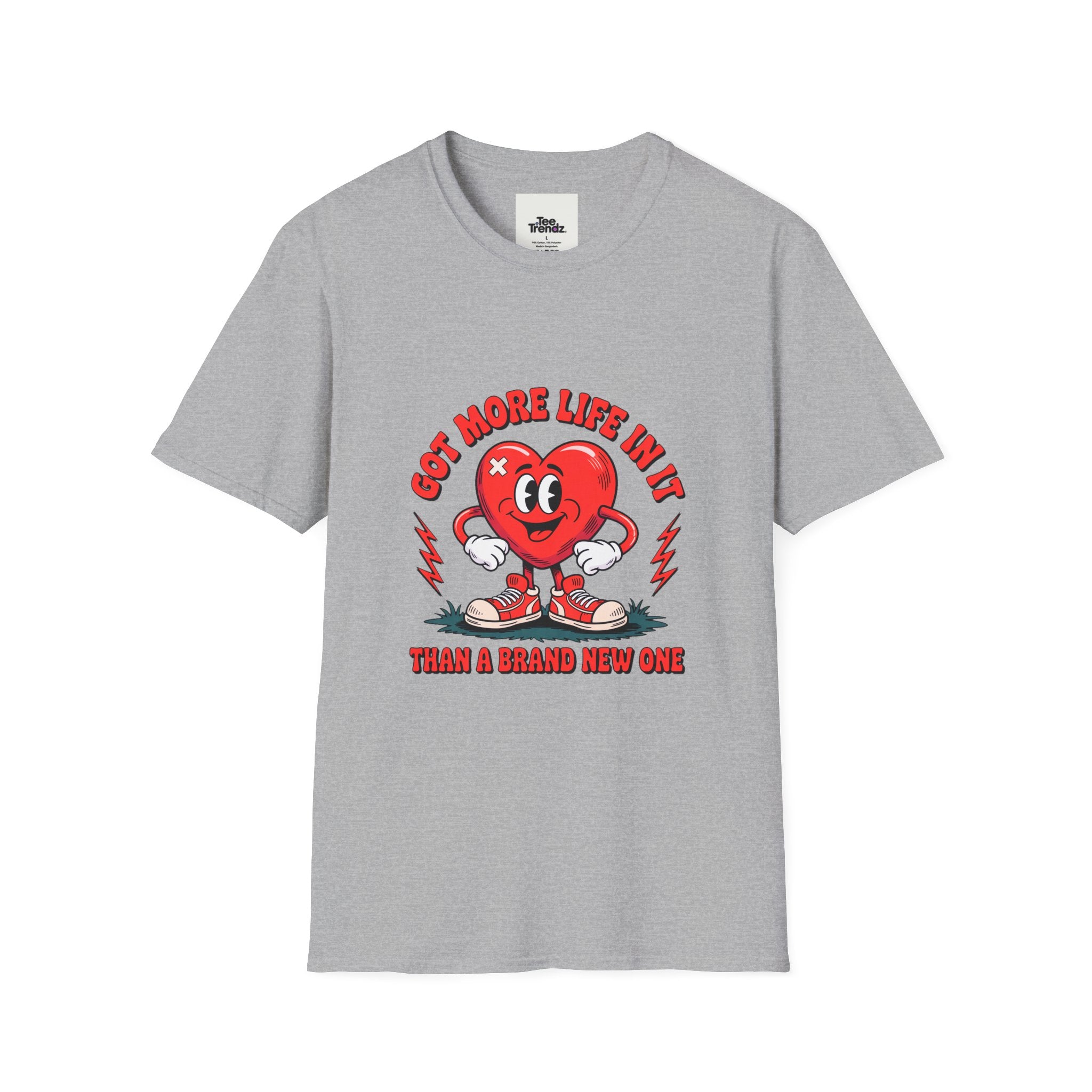 Heart Cartoon T-Shirt — "Got More Life In It Than A Brand New One" Vintage Valentine Tee