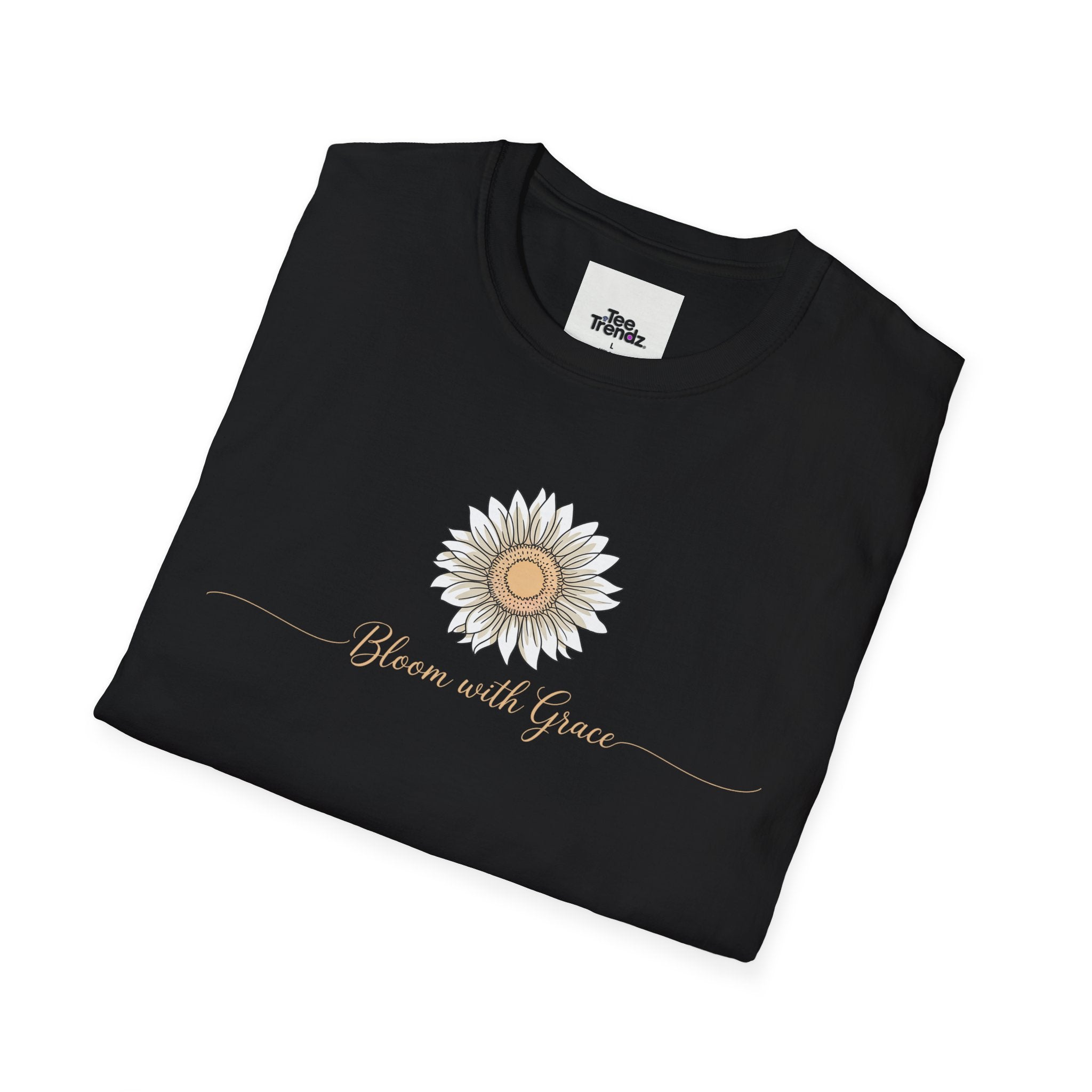 “Bloom with Grace” Sunflower T-Shirt — Floral Inspirational Graphic Tee