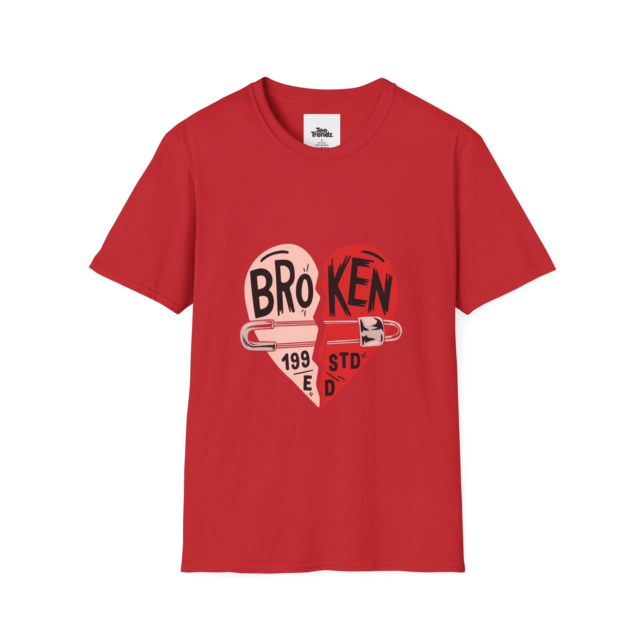 Broken Heart Graphic T-Shirt — Heart Safety Pin Design