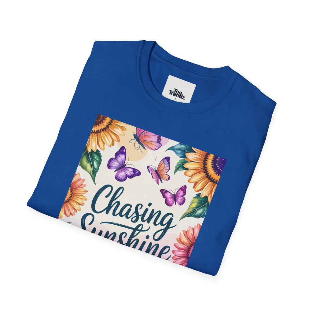 Chasing Sunshine T-Shirt — Floral Sunflower & Butterfly Graphic Tee