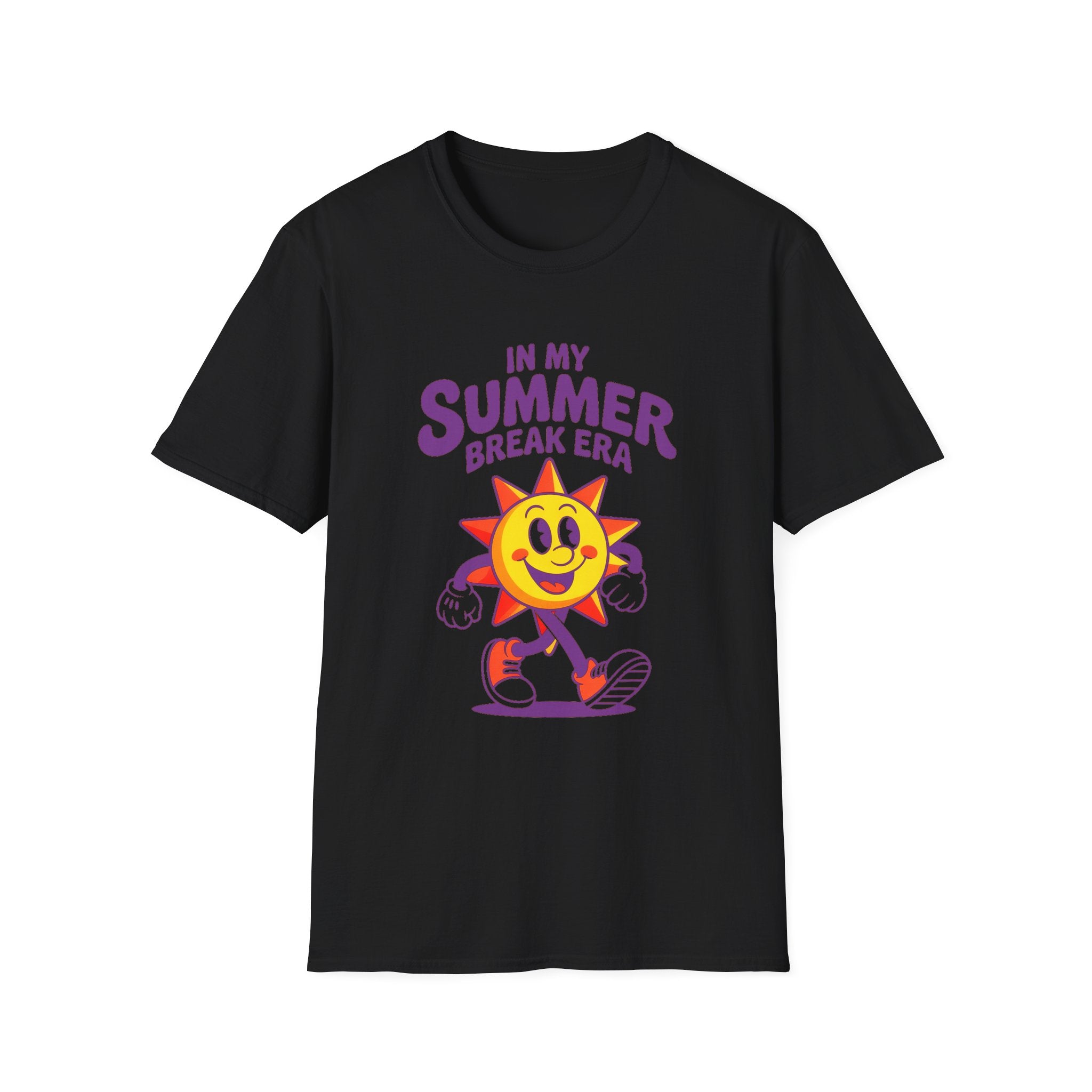 Summer Break Era T‑Shirt – Retro Smiling Sun Graphic