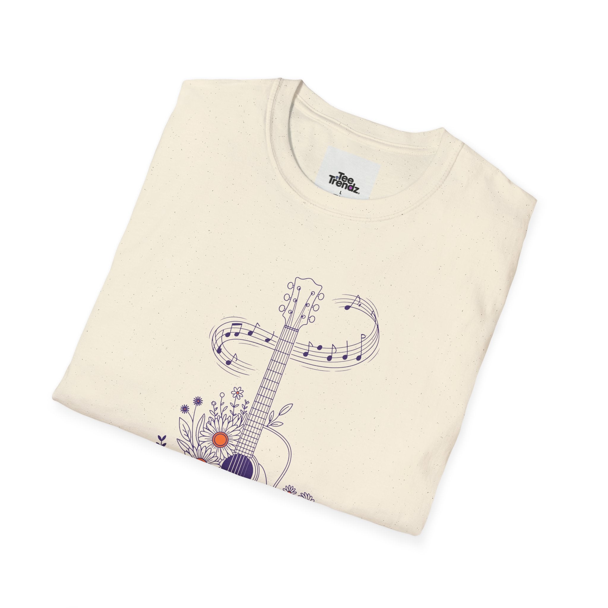 Acoustic Floral Guitar T-Shirt — 'A Heartwide Water I...' Music Tee for Songwriters & Folk Lovers