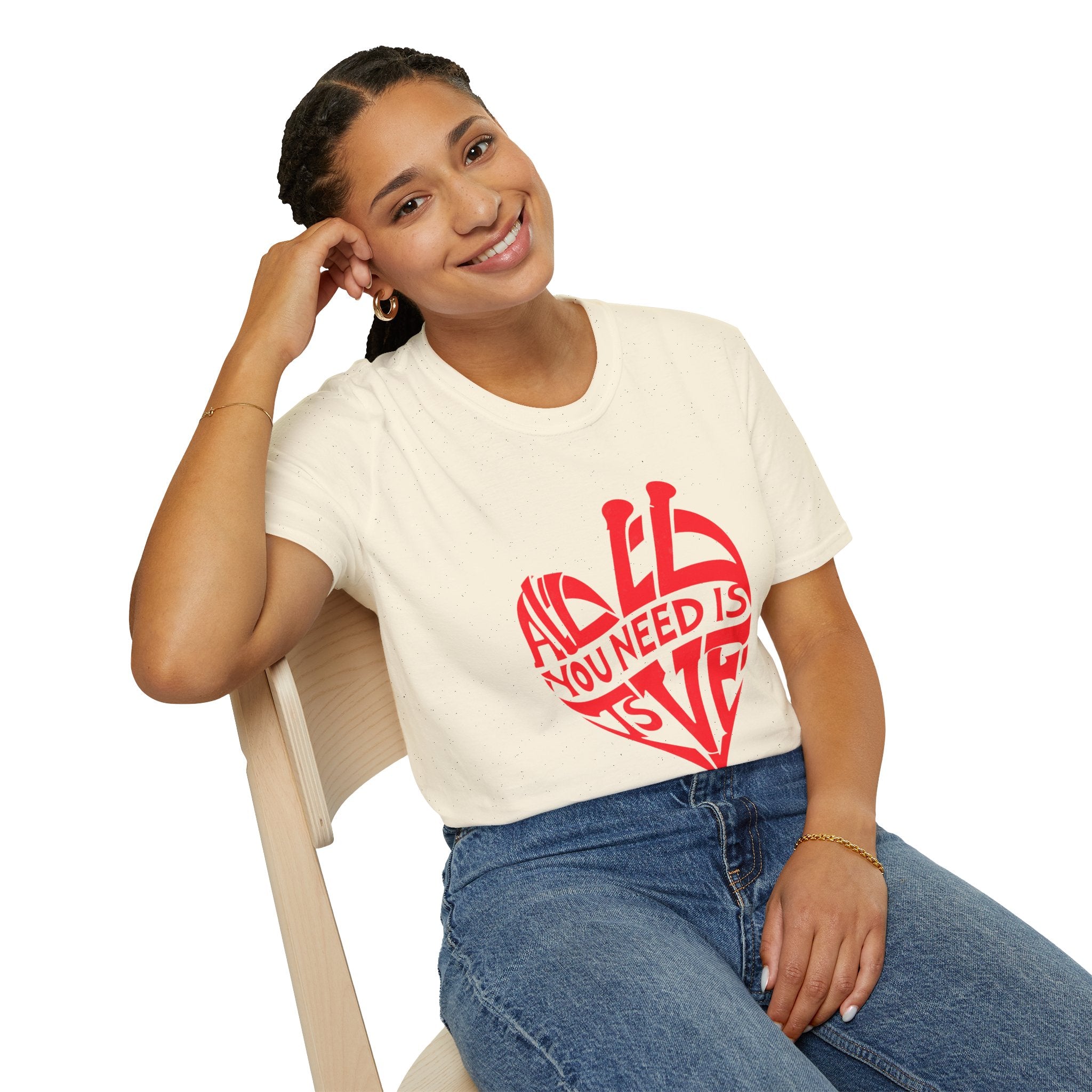 Love Heart T-Shirt — "All You Need Is Love" Retro Graphic