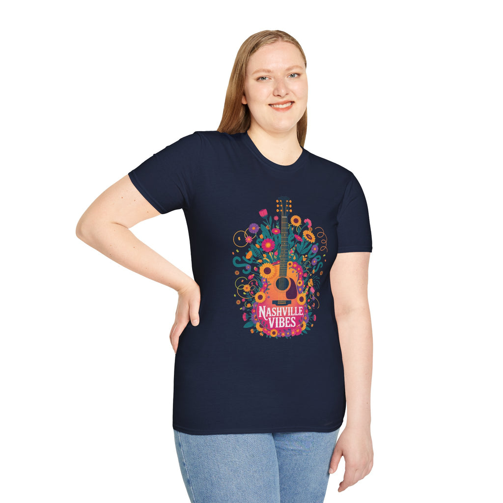 Nashville Vibes Guitar T-Shirt – Floral Music Festival Tee