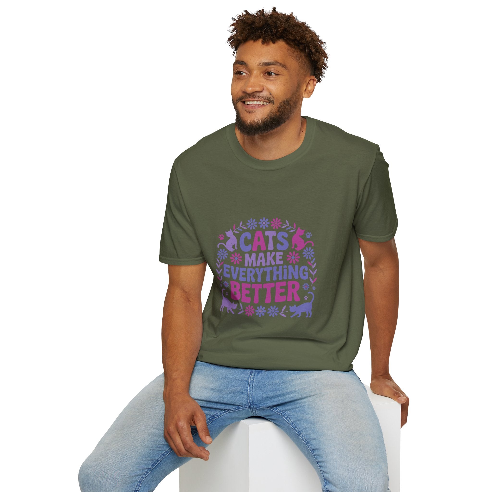 Cats Make Everything Better T-Shirt — Cute Purple Cat Lover Tee