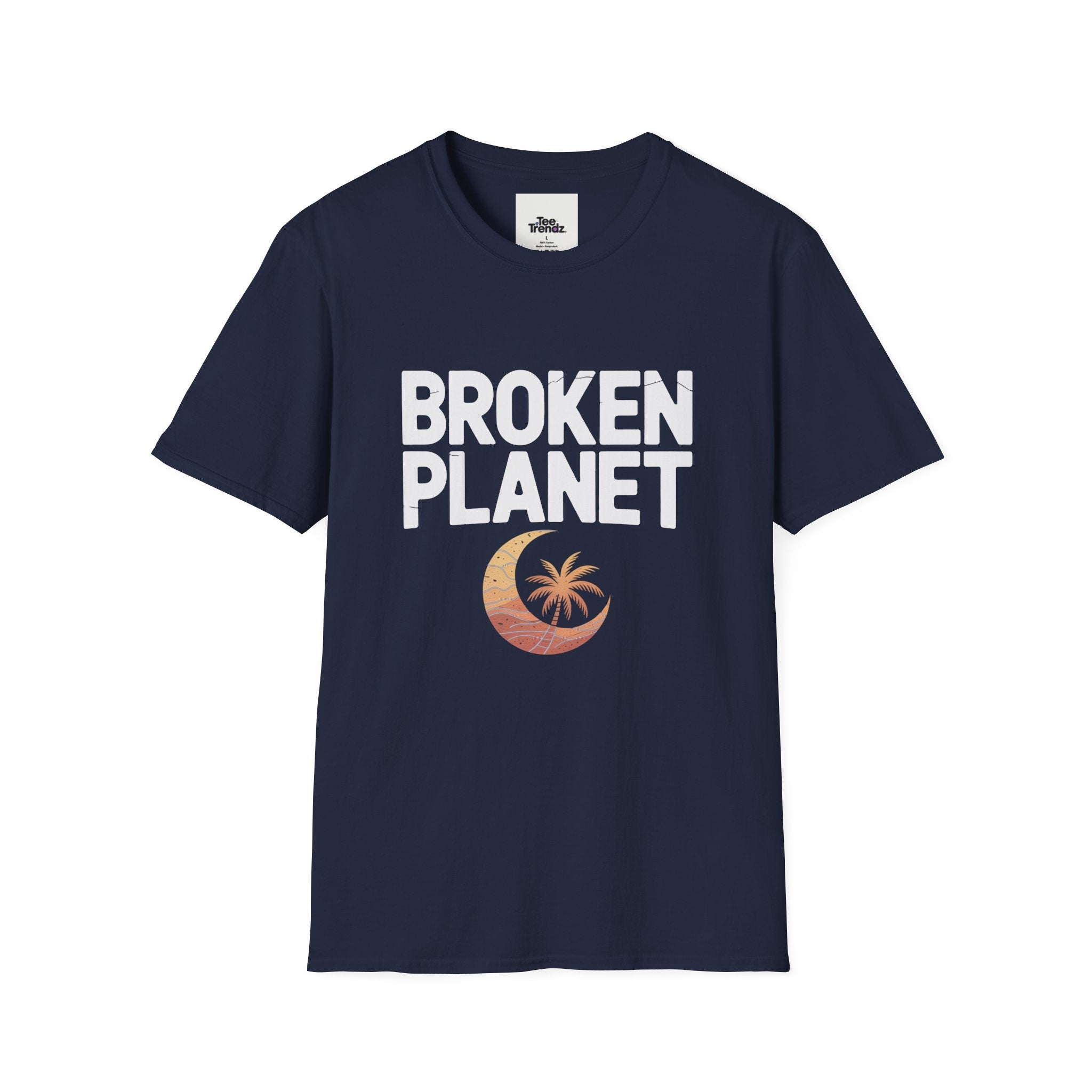 Broken Planet T-Shirt — Tropical Crescent Palm Graphic Tee