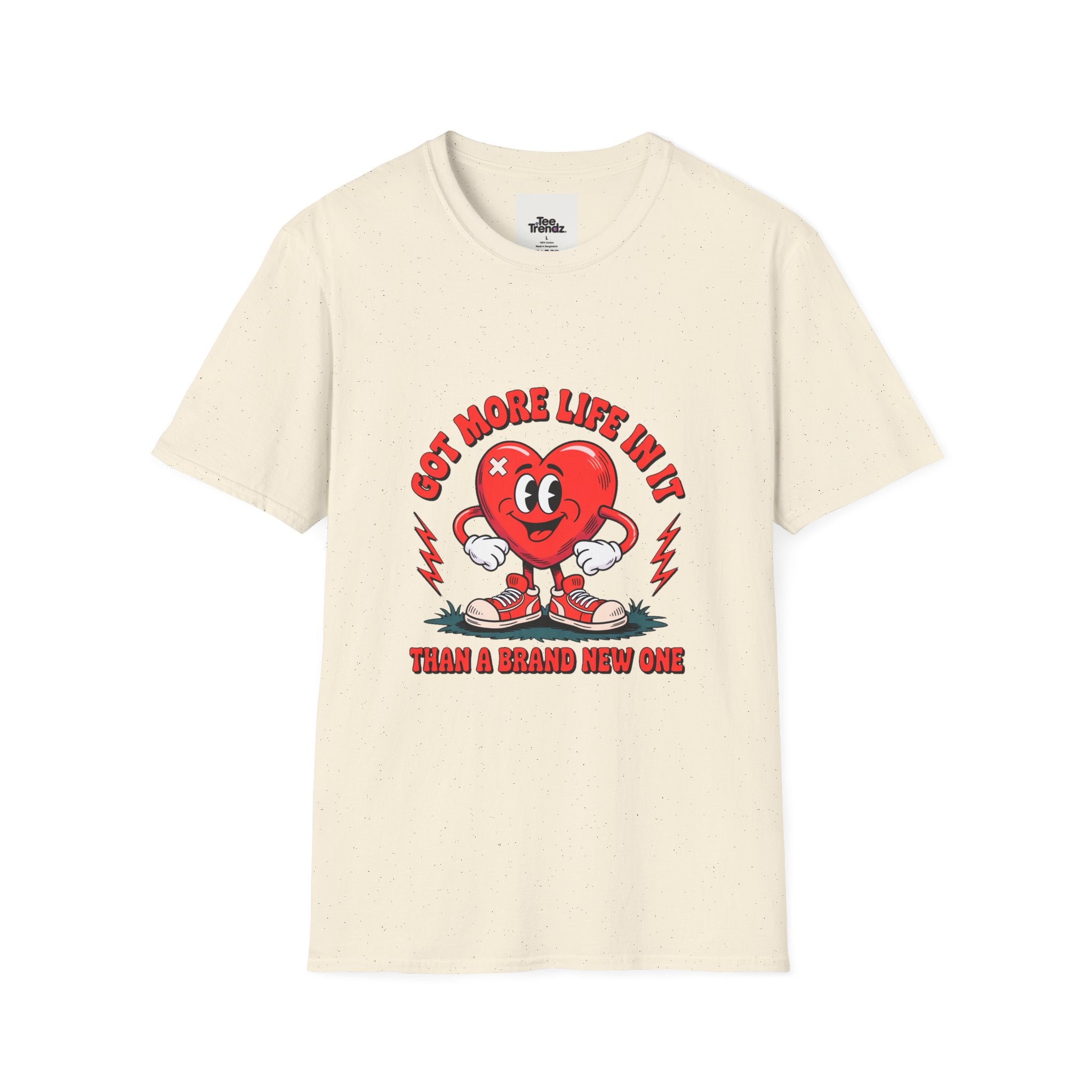 Heart Cartoon T-Shirt — "Got More Life In It Than A Brand New One" Vintage Valentine Tee