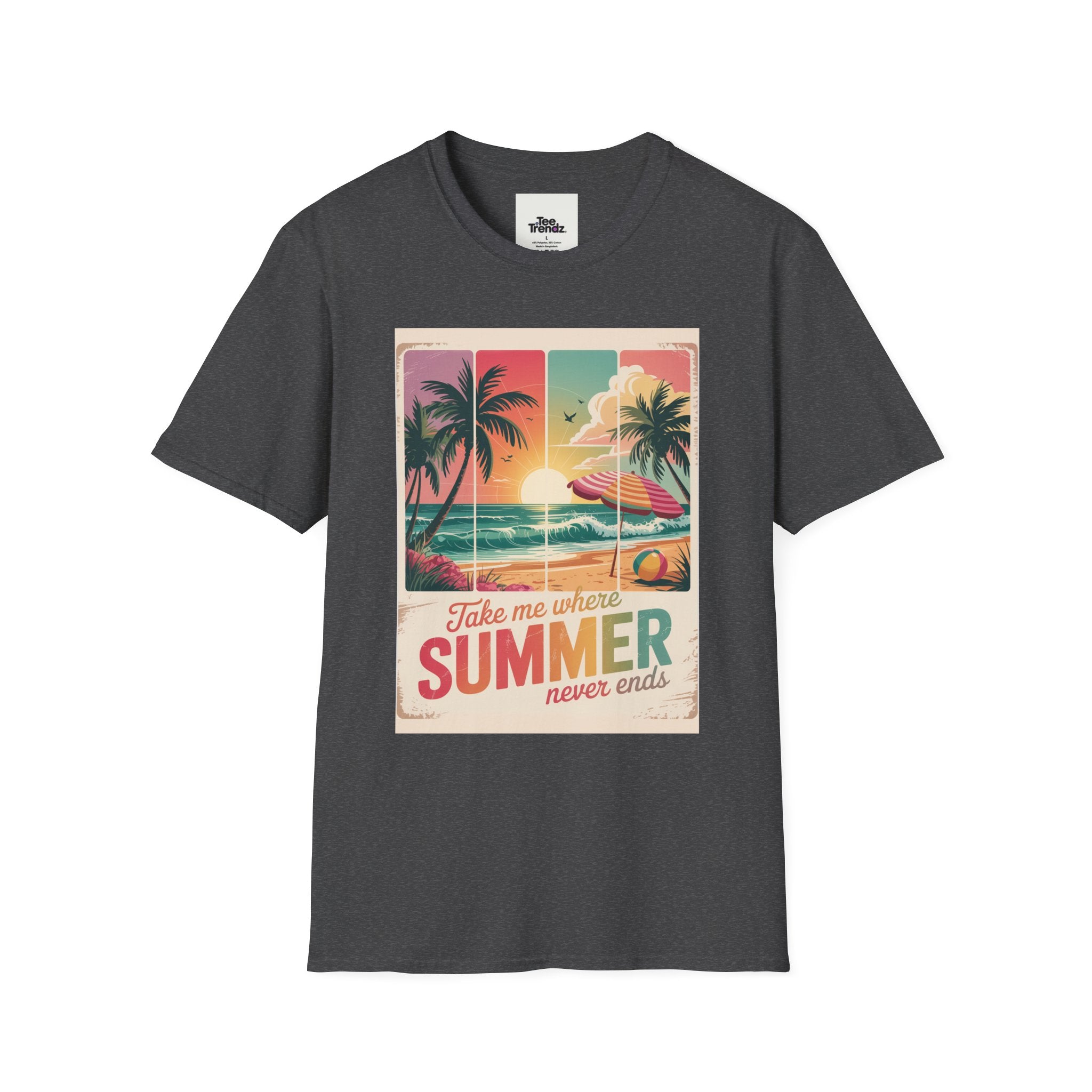Summer Never Ends T-Shirt – Vintage Beach Sunset Graphic Tee