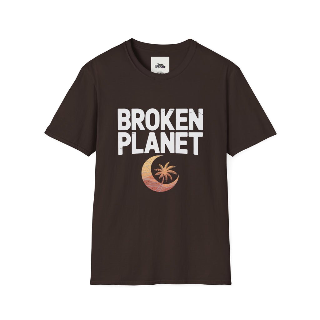 Broken Planet T-Shirt — Tropical Crescent Palm Graphic Tee