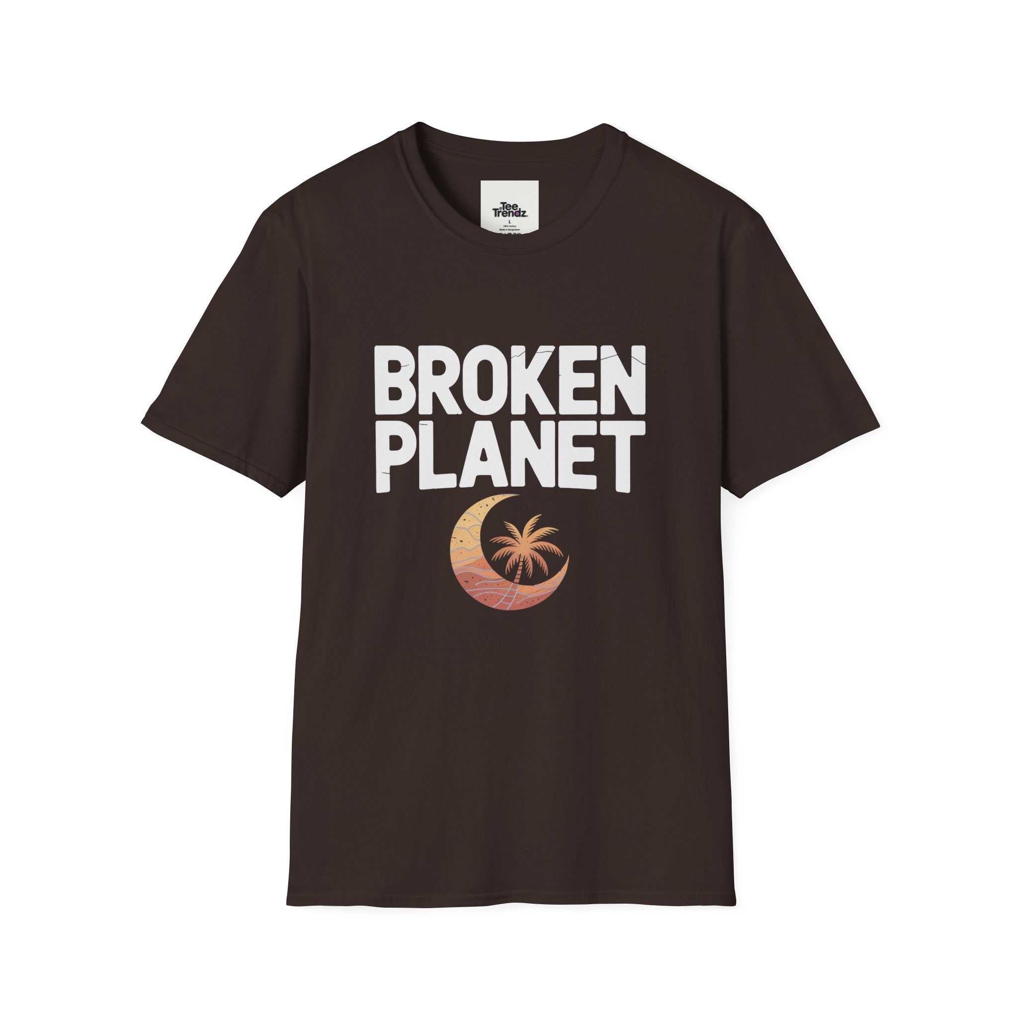 Broken Planet T-Shirt — Tropical Crescent Palm Graphic Tee