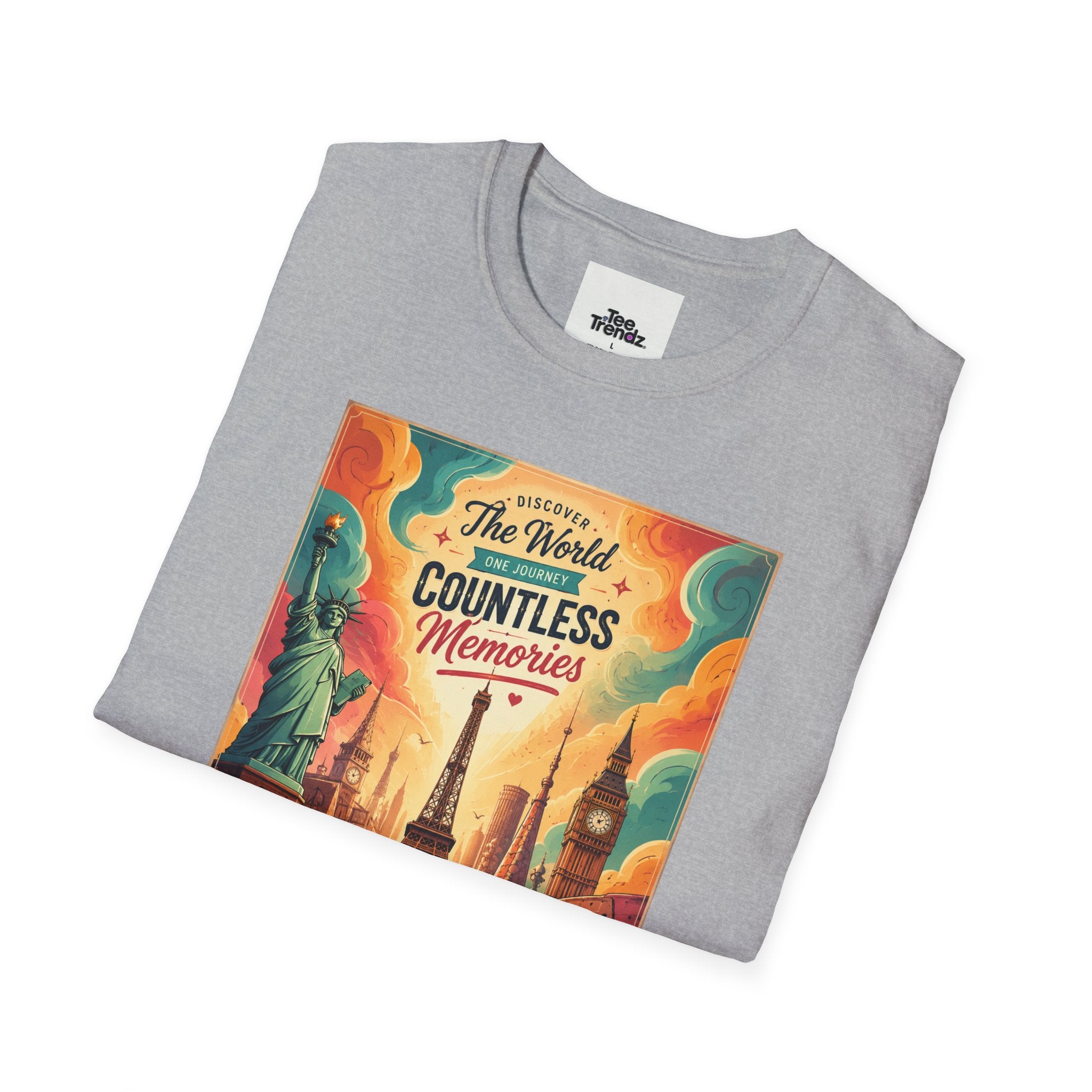 Travel Poster T-Shirt — 'The World, Countless Memories' Vintage Eiffel Tower Tee