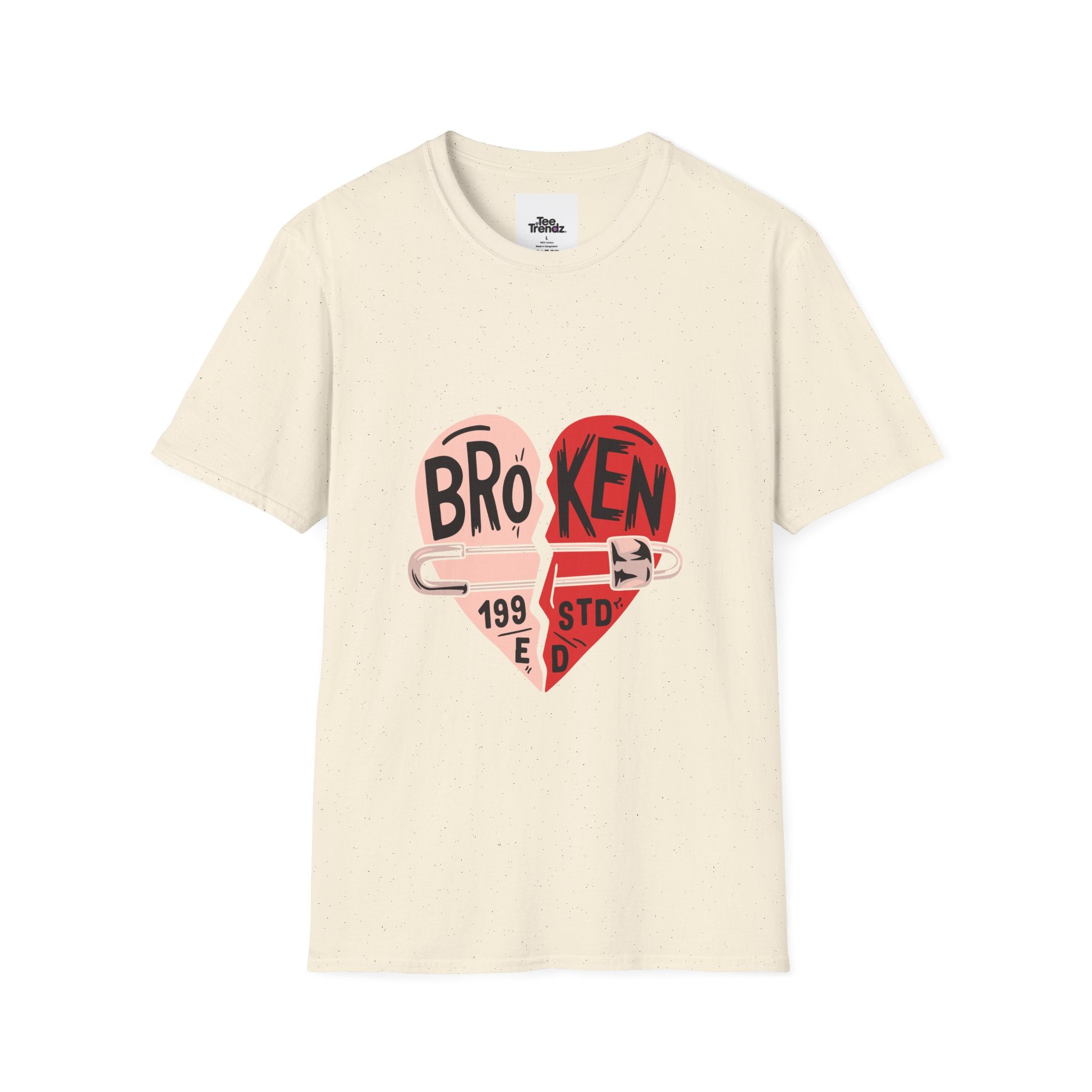 Broken Heart Graphic T-Shirt — Heart Safety Pin Design