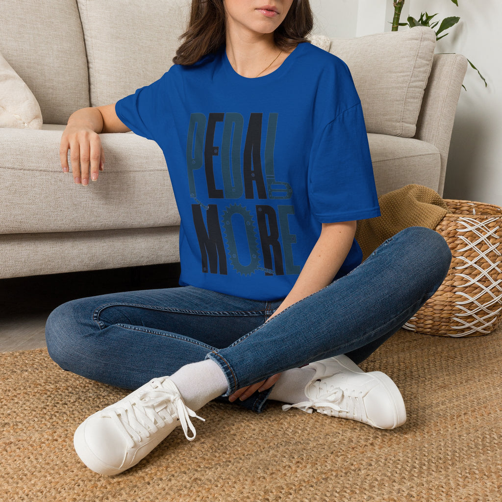 Pedal More T‑Shirt — Cycling Graphic Tee with Bike Pedal & Gear Design