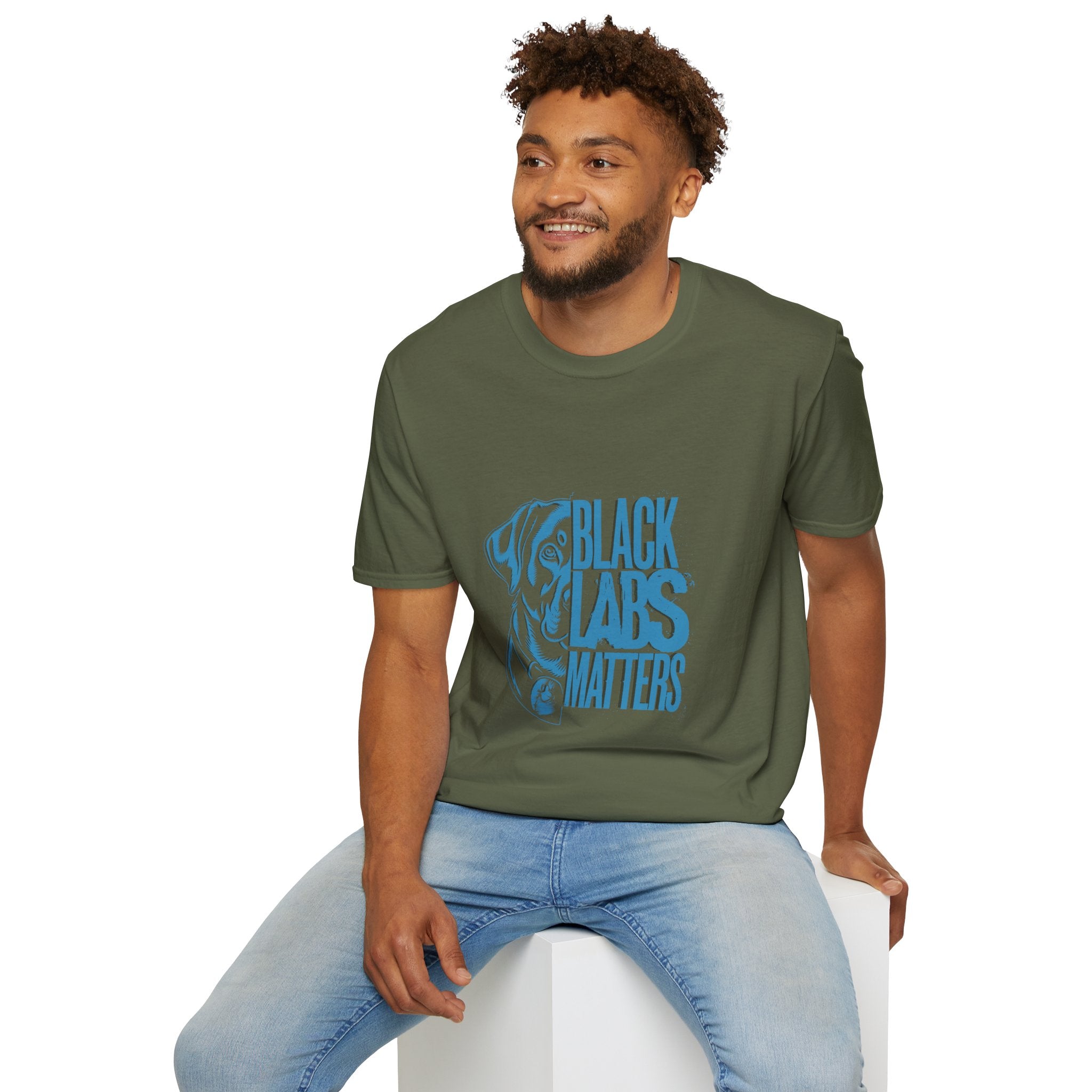 Black Labs Matter T‑Shirt — Blue Graphic Labrador Rescue Tee