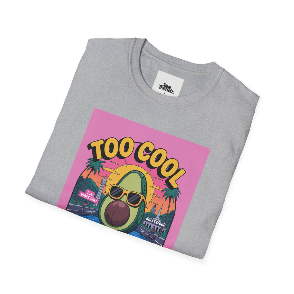 Too Cool for Traffic Avocado Tee — Retro Beach Car Graphic T-Shirt