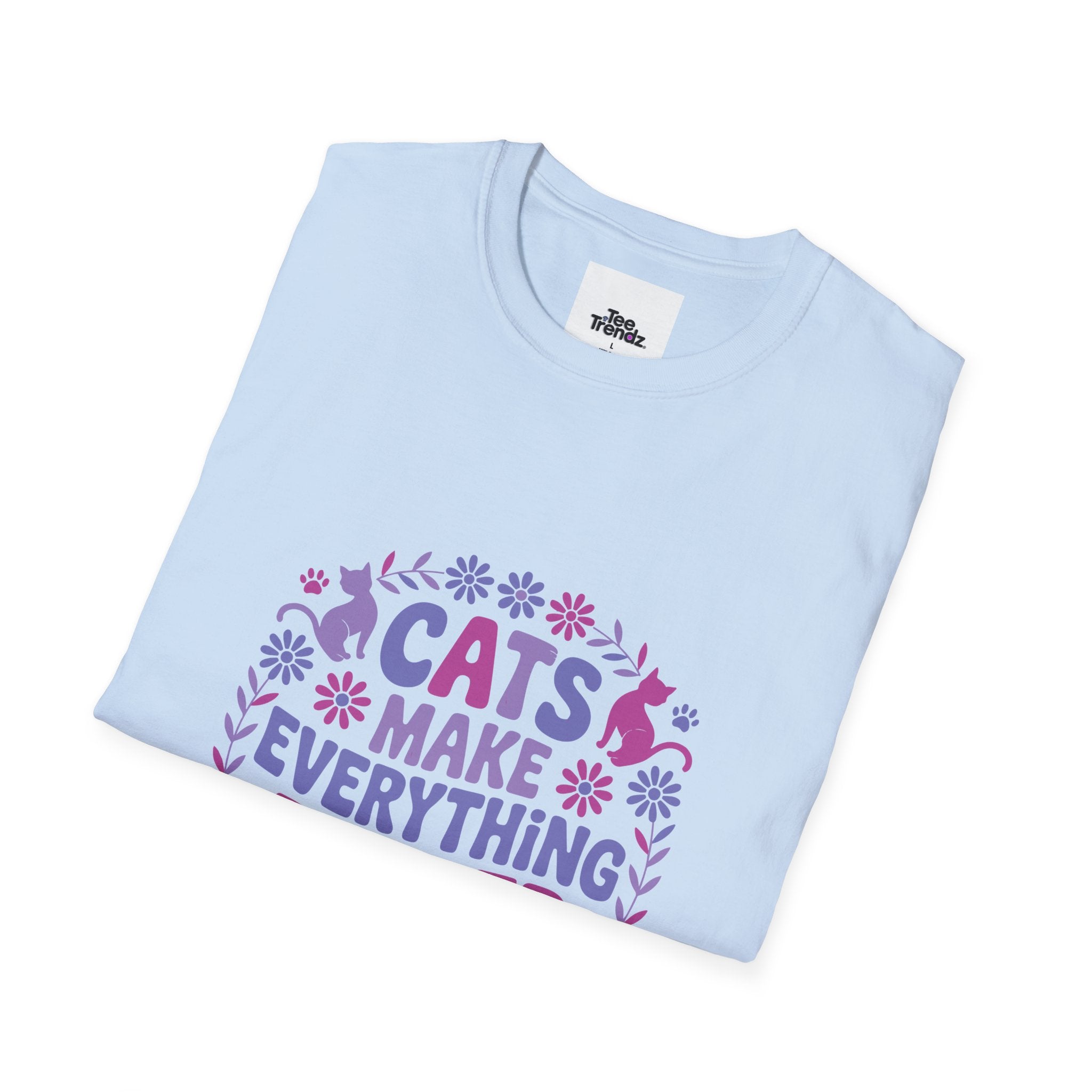 Cats Make Everything Better T-Shirt — Cute Purple Cat Lover Tee