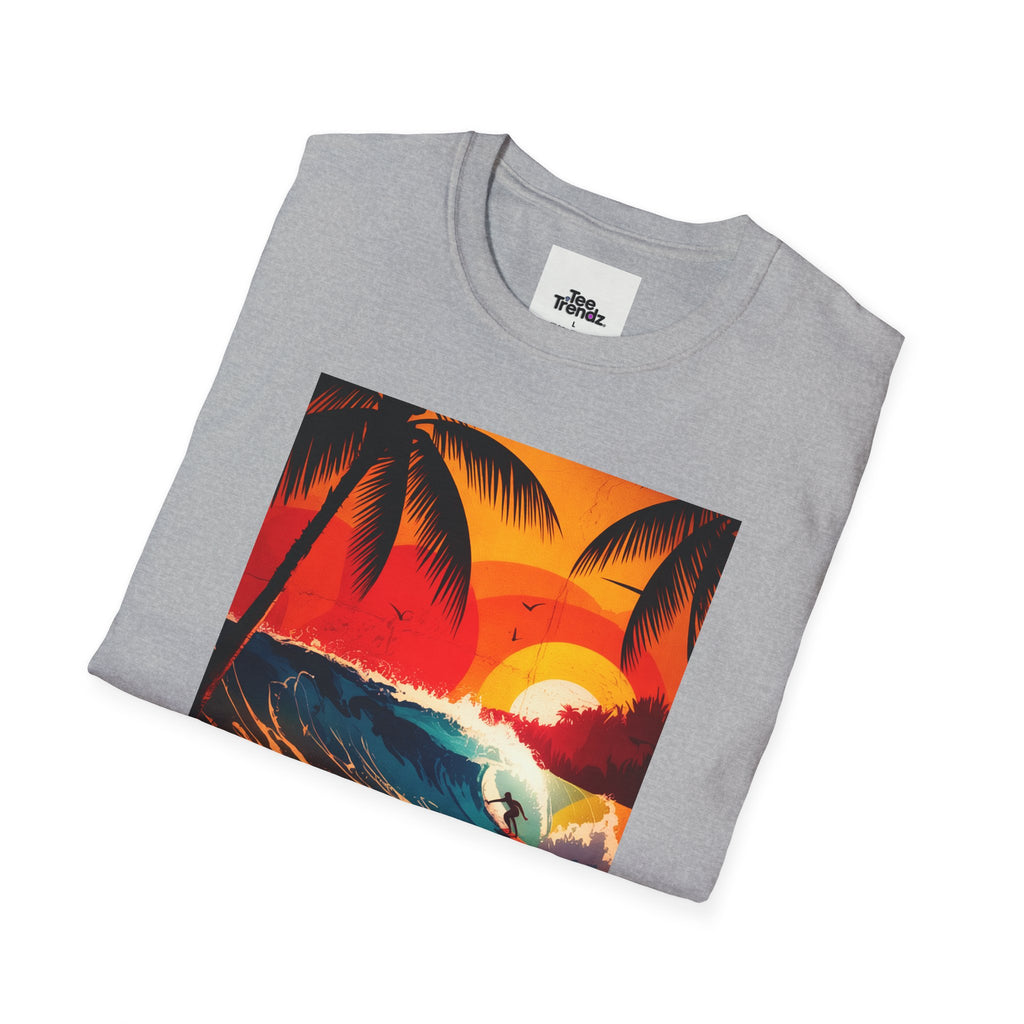 Summer Vibes Surf T-Shirt — Retro Sunset Palm Beach Tee