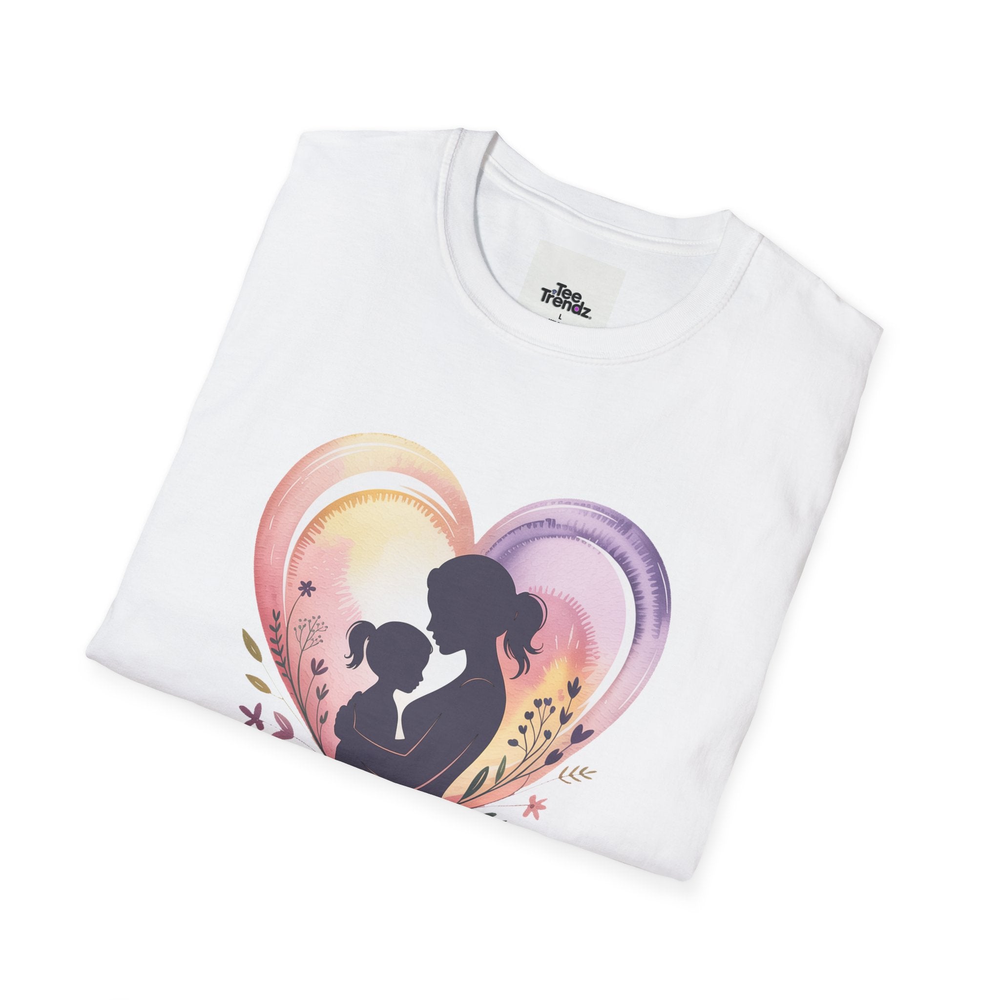 Mother's Love T-Shirt — Silhouette Heart Mom & Child Graphic (Mother's Day Gift)