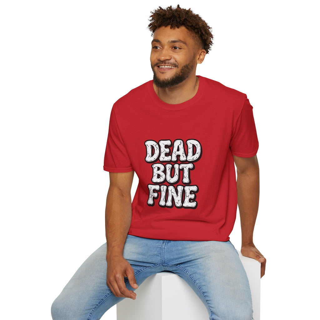 T-Shirt — "Dead But Fine" Gothic Bubble Letter Tee