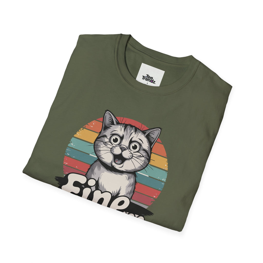 Fine… Cat T-Shirt — Retro Striped Cute Kitty Graphic Tee