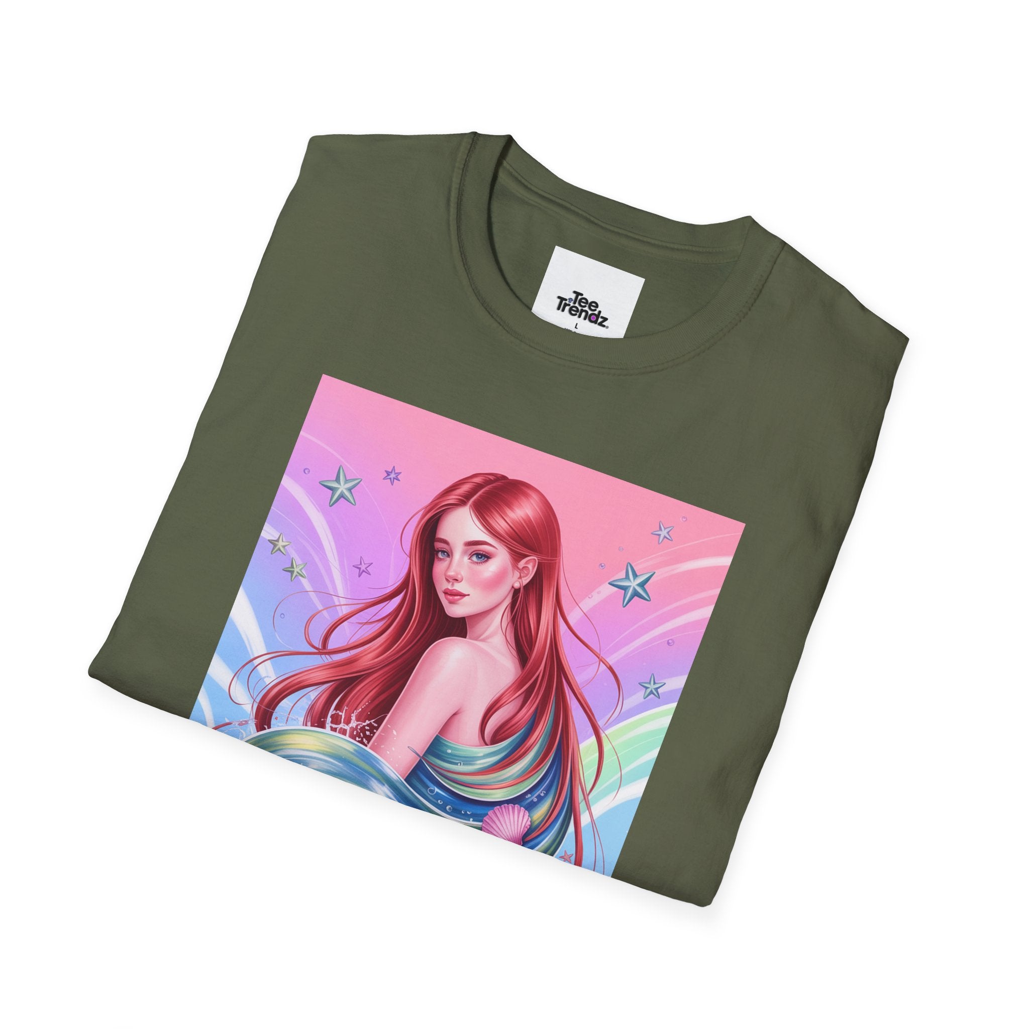 Mermaid Fantasy T-Shirt — Pastel Cosmic Sea Girl Graphic Tee