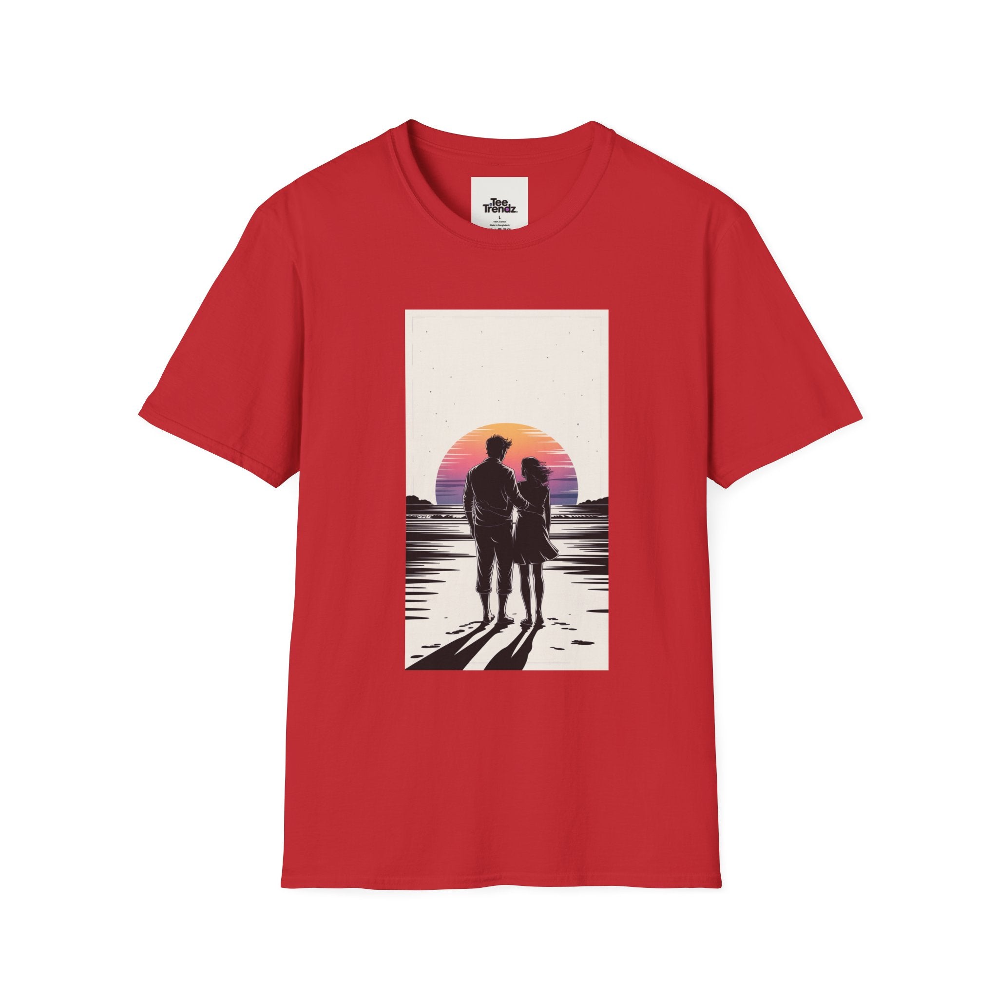 Couple Silhouette Beach T-Shirt — Sunset Romantic Graphic Tee