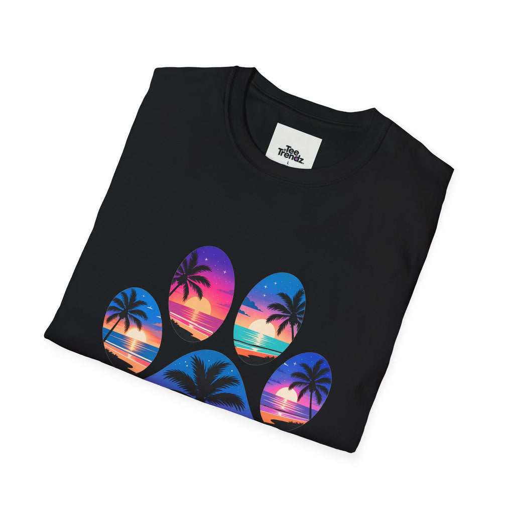 T-Shirt — Tropical Paw Sunset Graphic Tee