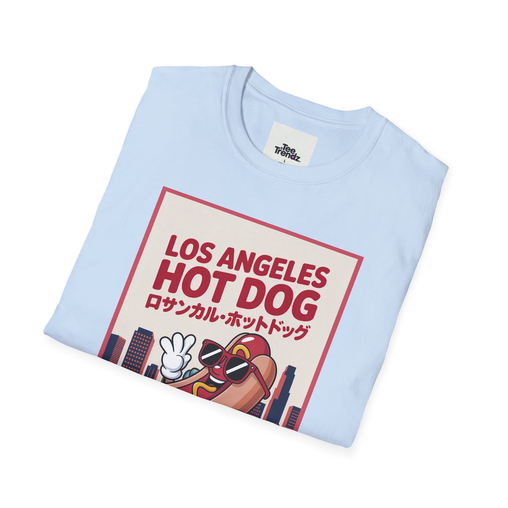 Los Angeles Hot Dog Cartoon T-Shirt – Cute Retro Japanese Text Streetwear