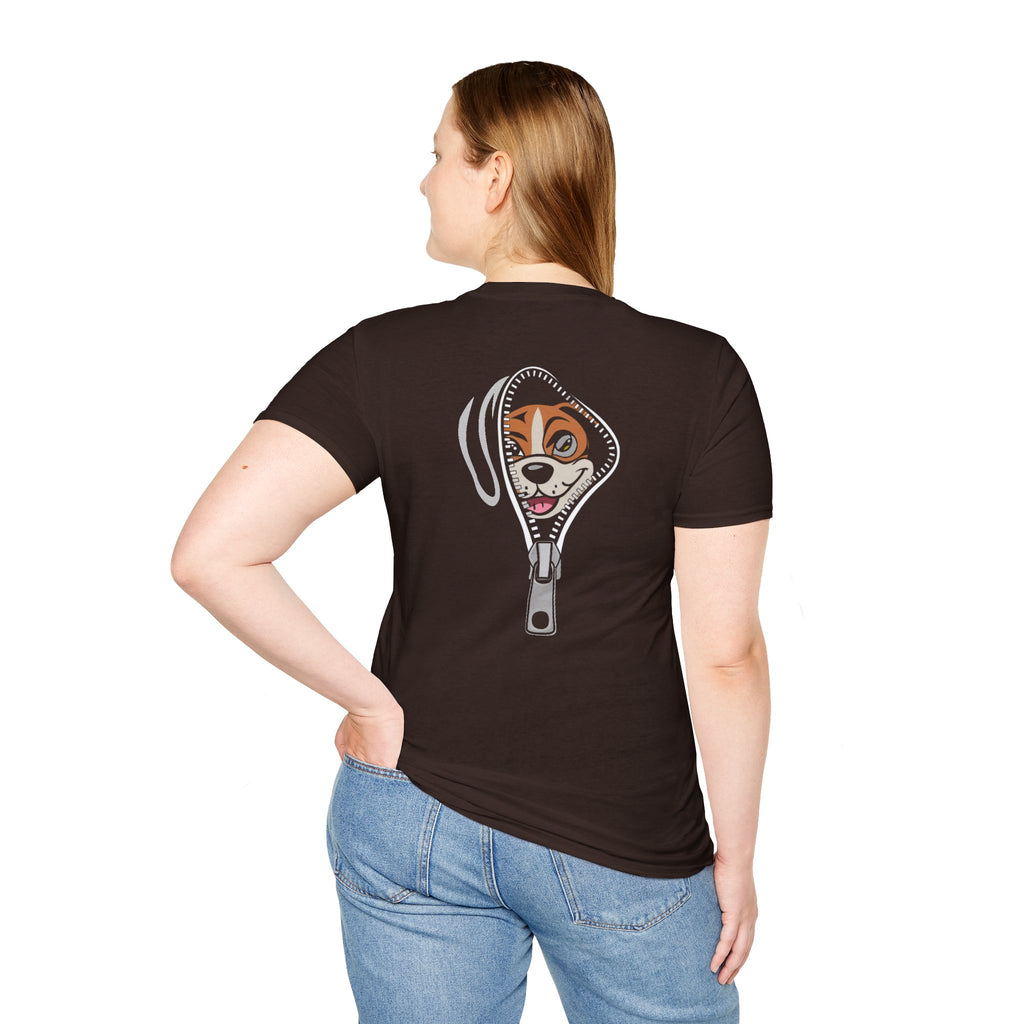 Zipper Reveal Dog Graphic T-Shirt