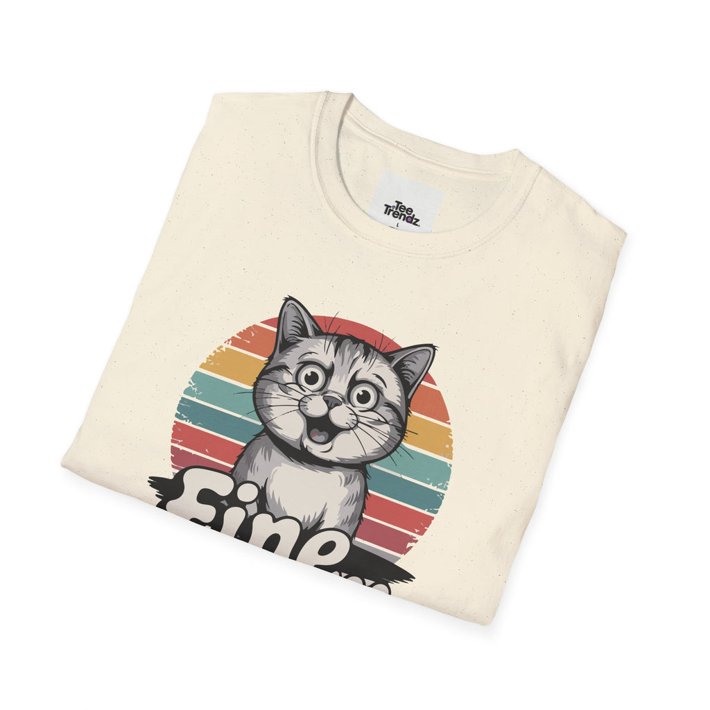 Fine… Cat T-Shirt — Retro Striped Cute Kitty Graphic Tee