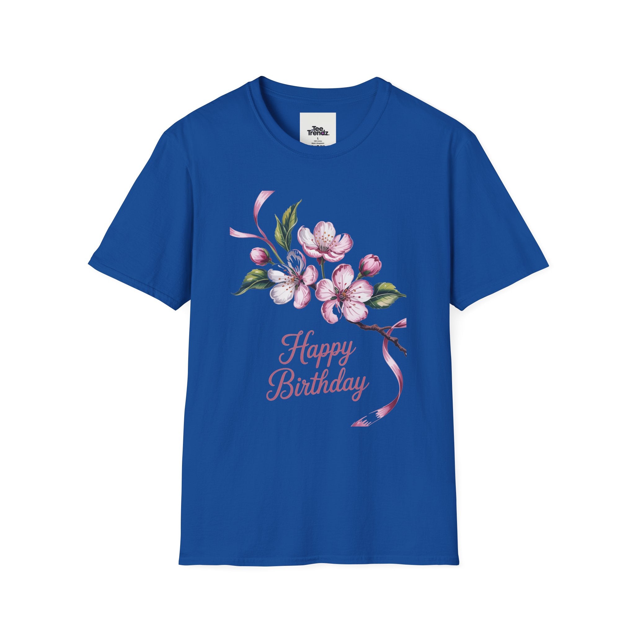 Happy Birthday Floral T-Shirt — Pink Blossom Birthday Tee