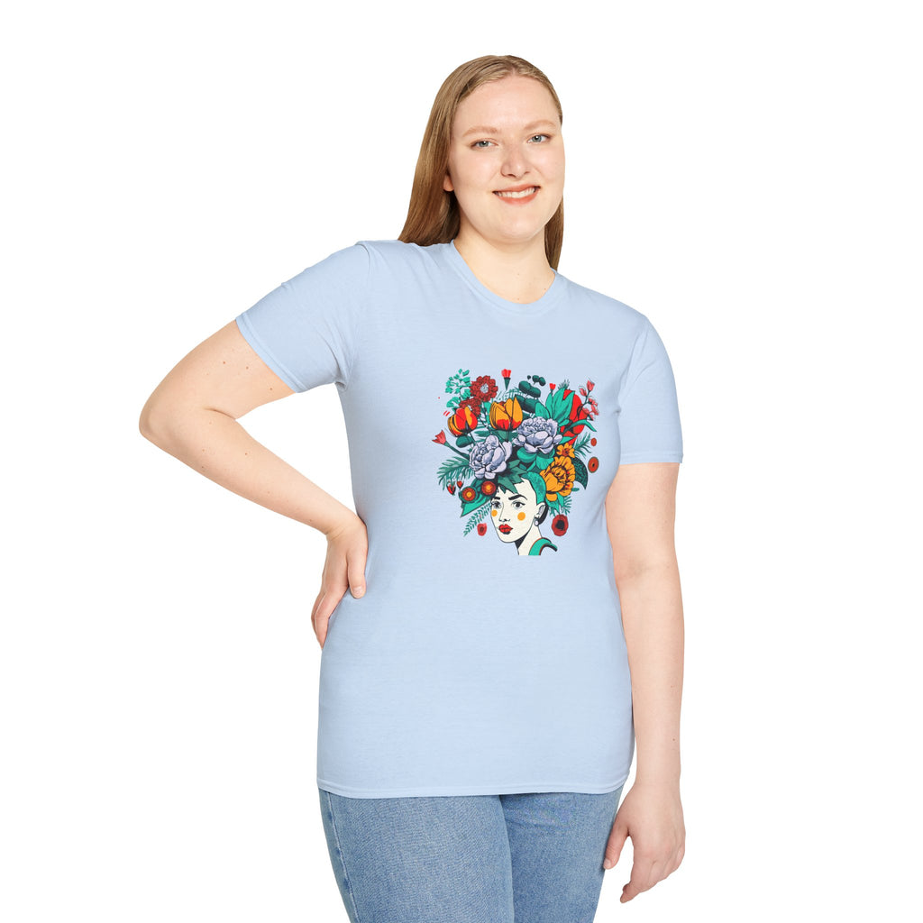 Floral Frida-Inspired Portrait T-Shirt
