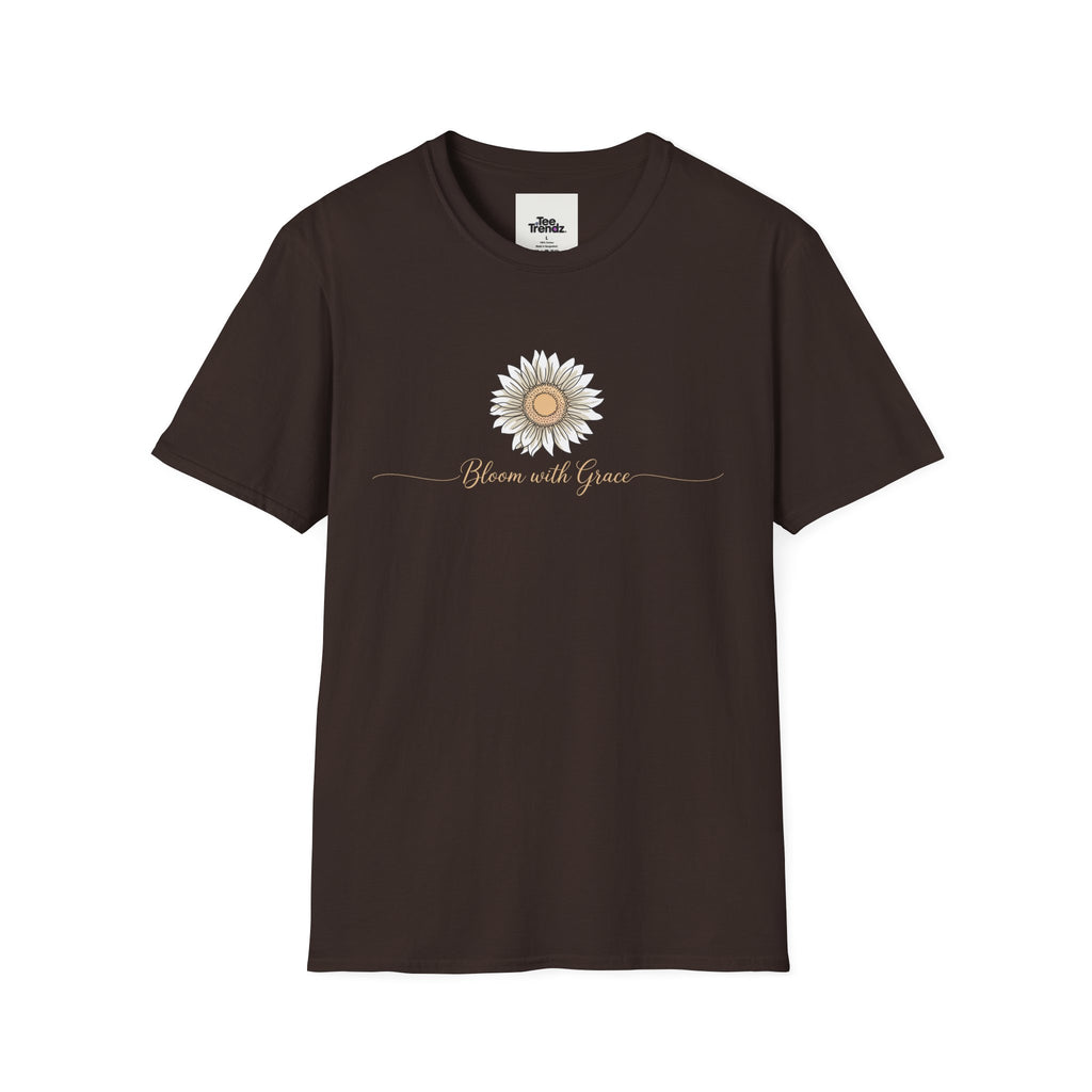 “Bloom with Grace” Sunflower T-Shirt — Floral Inspirational Graphic Tee