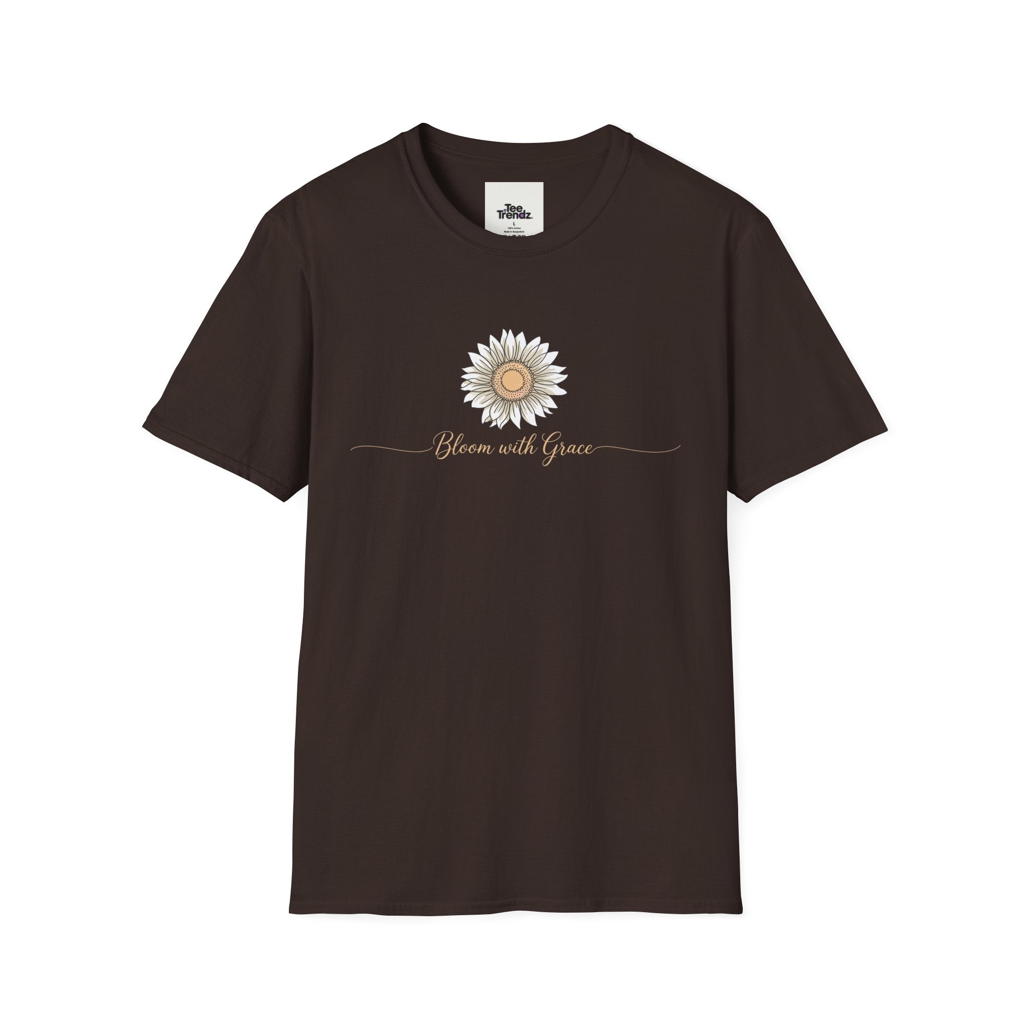 “Bloom with Grace” Sunflower T-Shirt — Floral Inspirational Graphic Tee