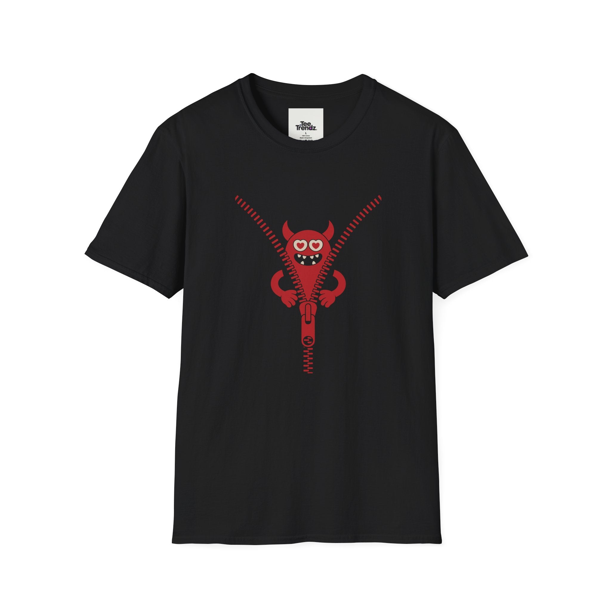 T-Shirt — Playful Monster Zipper Graphic Tee