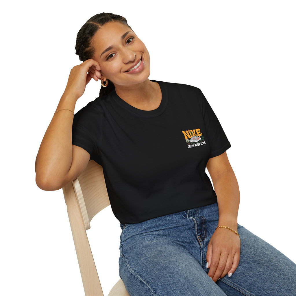 Graphic T‑Shirt — "Grow Your Sole" Retro Sneaker Pocket Design