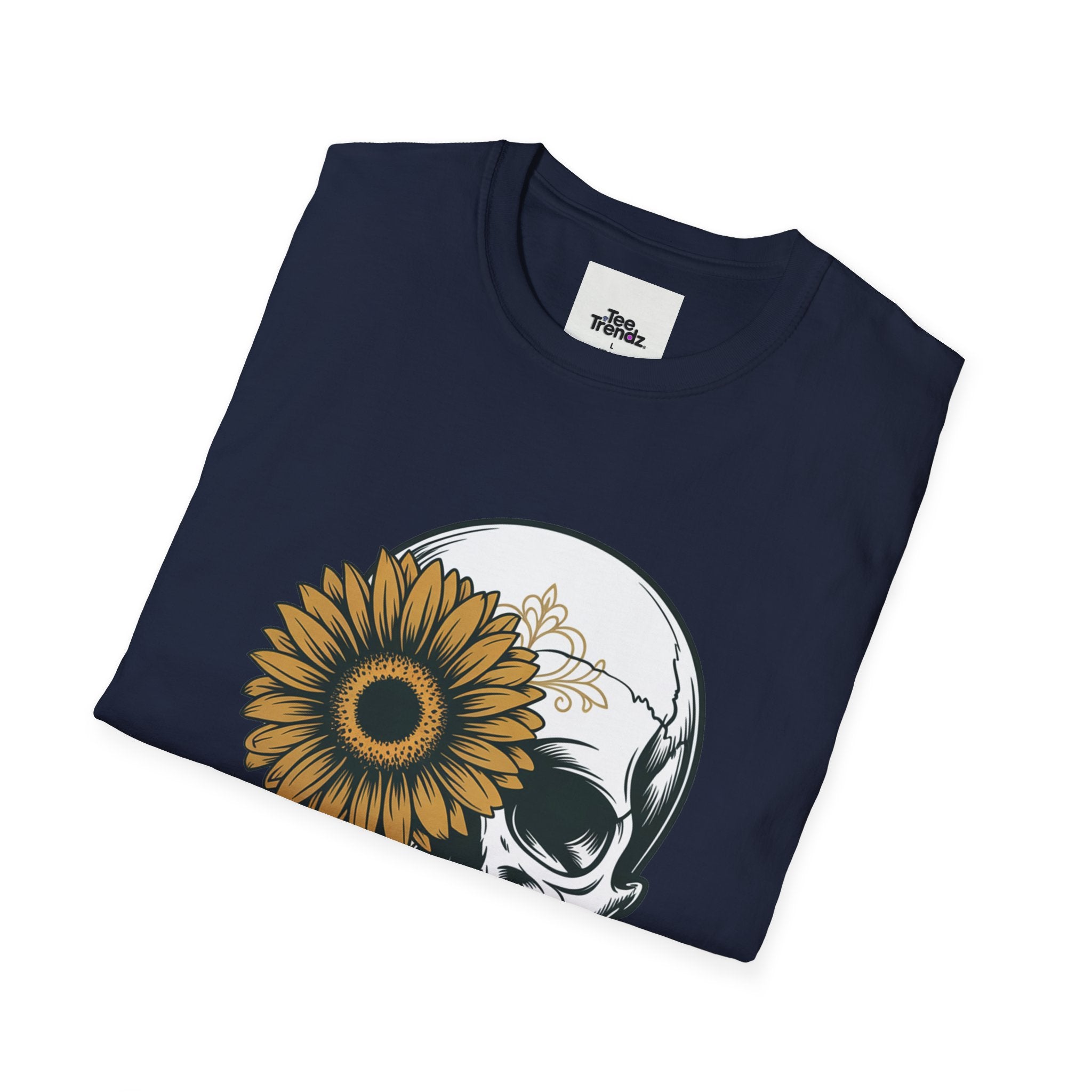 Skull with Sunflower Graphic T-Shirt