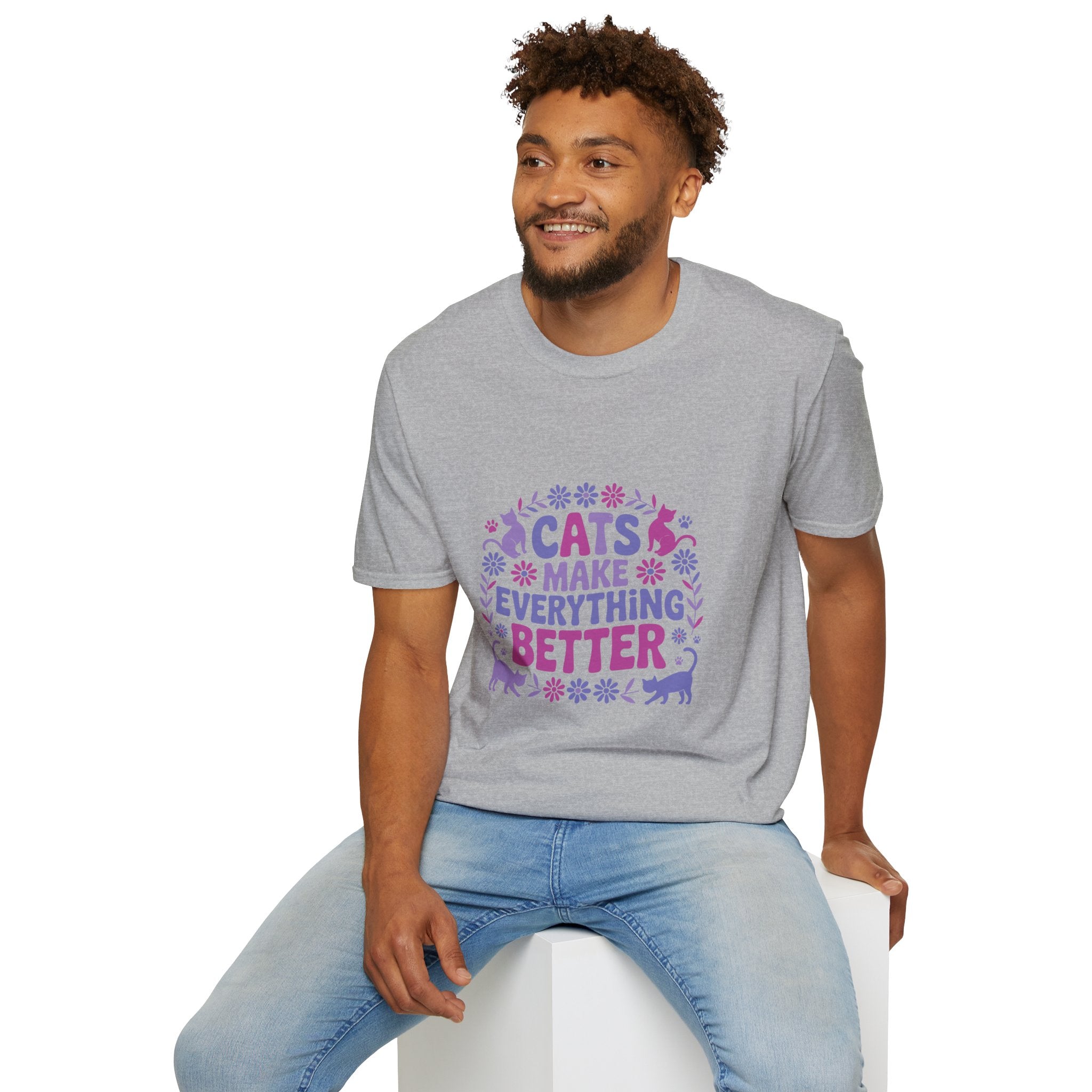 Cats Make Everything Better T-Shirt — Cute Purple Cat Lover Tee