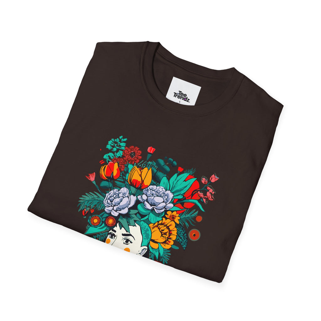 Floral Frida-Inspired Portrait T-Shirt