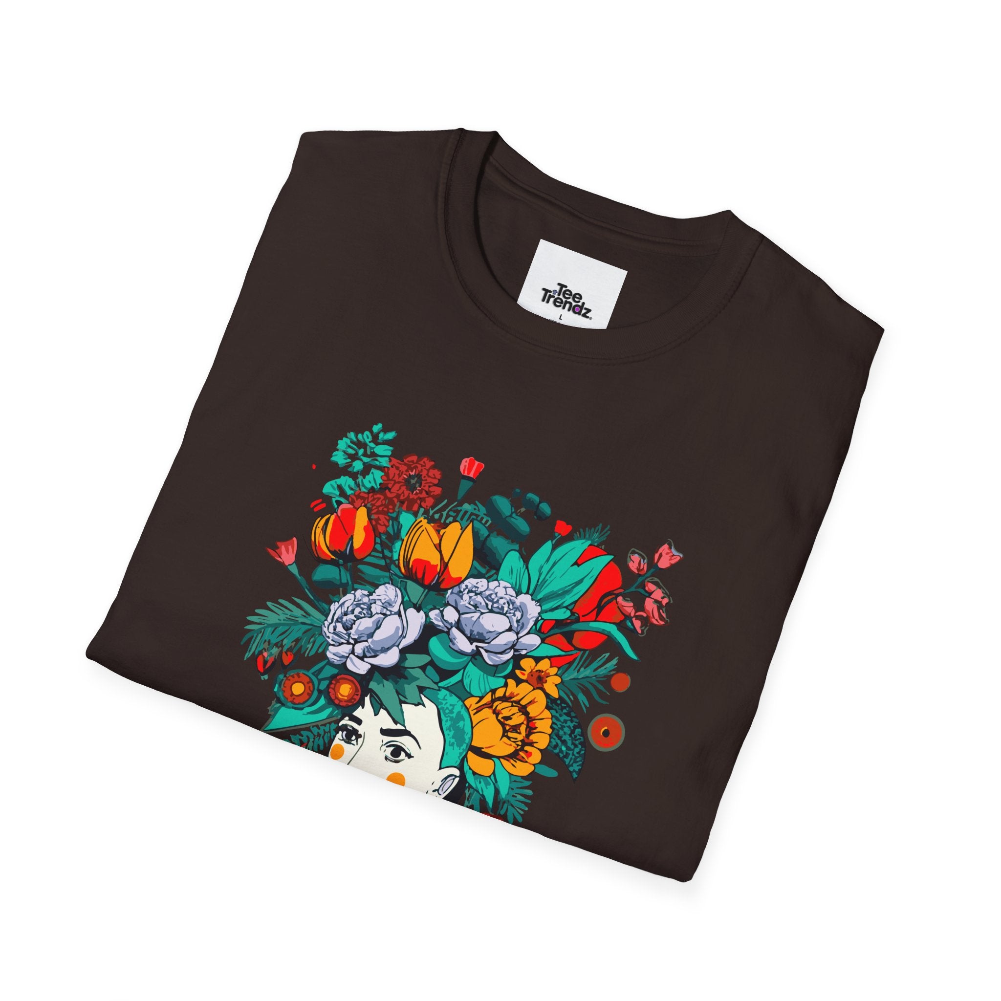 Floral Frida-Inspired Portrait T-Shirt