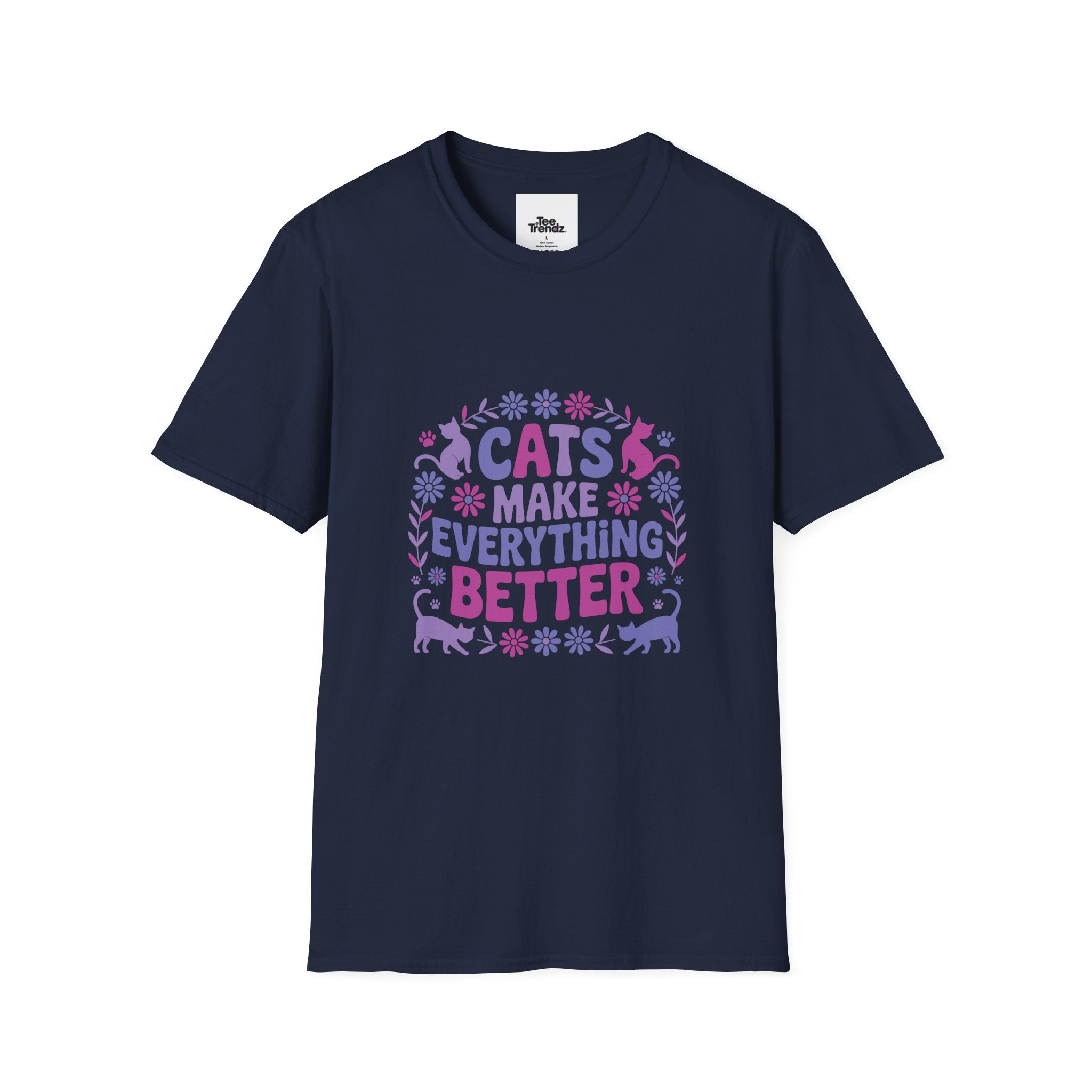 Cats Make Everything Better T-Shirt — Cute Purple Cat Lover Tee
