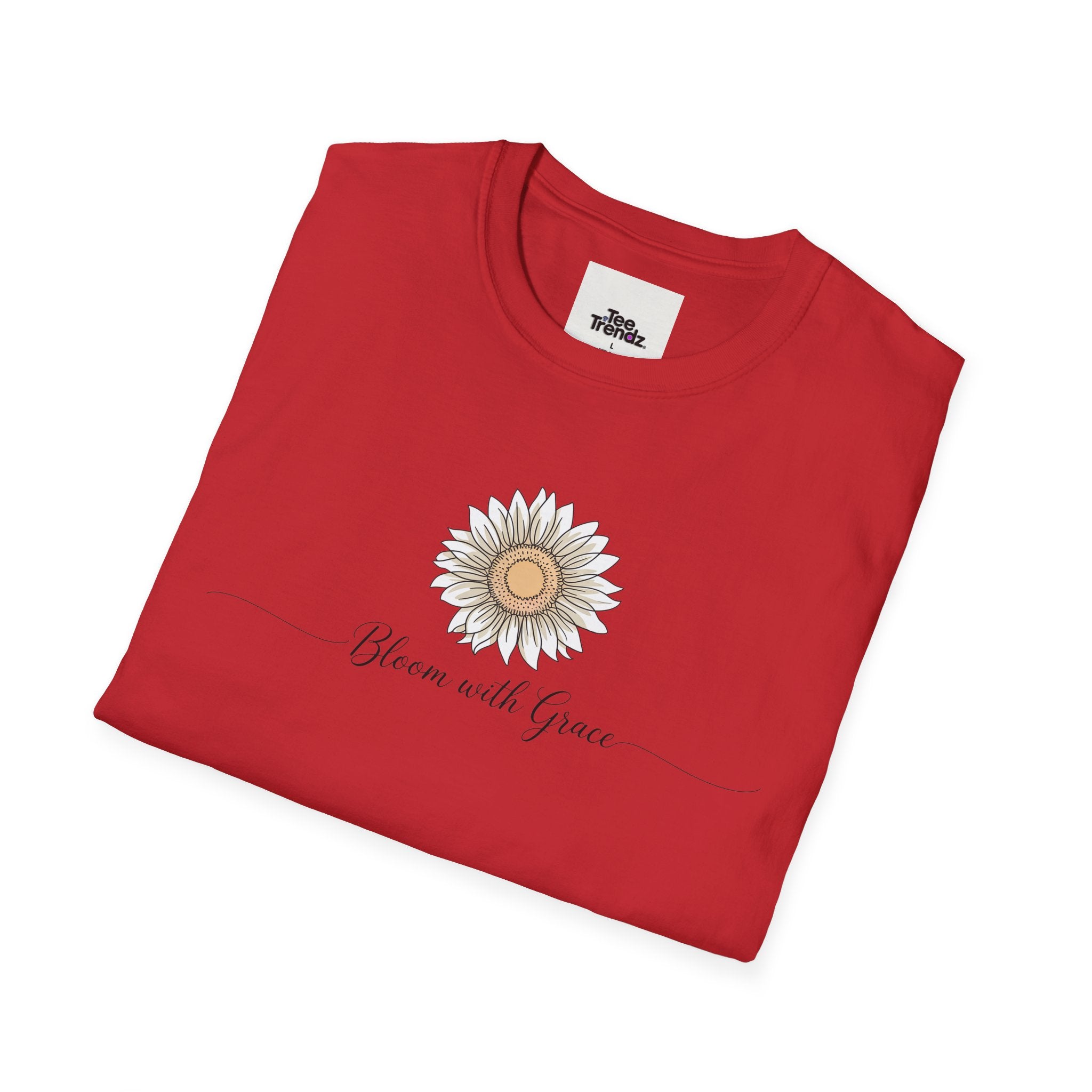 “Bloom with Grace” Sunflower T-Shirt — Floral Inspirational Graphic Tee