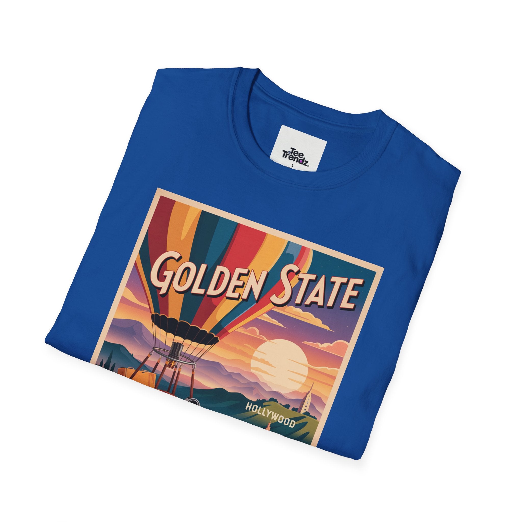 Golden State Hot Air Balloon T-Shirt — Vintage Travel Poster Tee