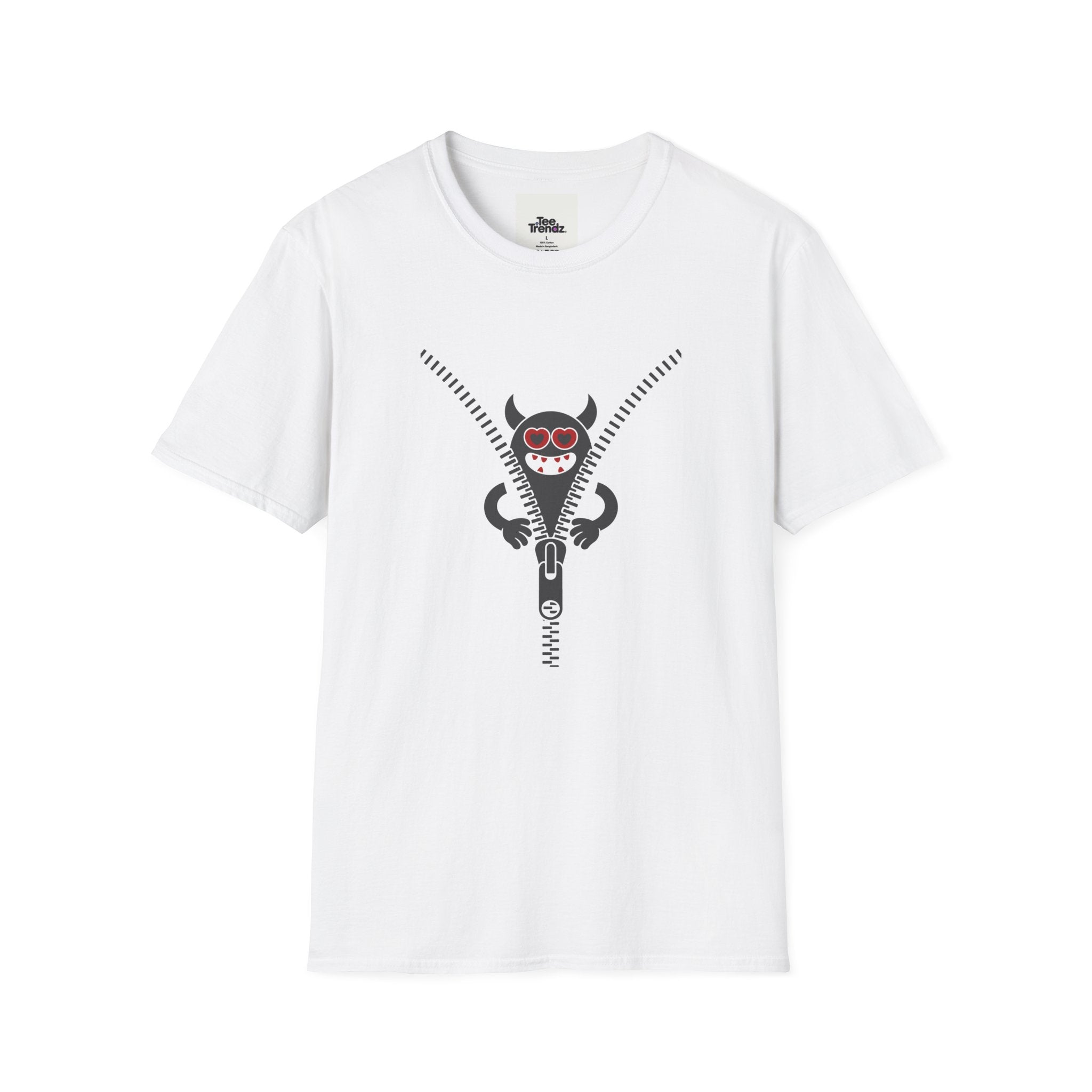 T-Shirt — Playful Monster Zipper Graphic Tee